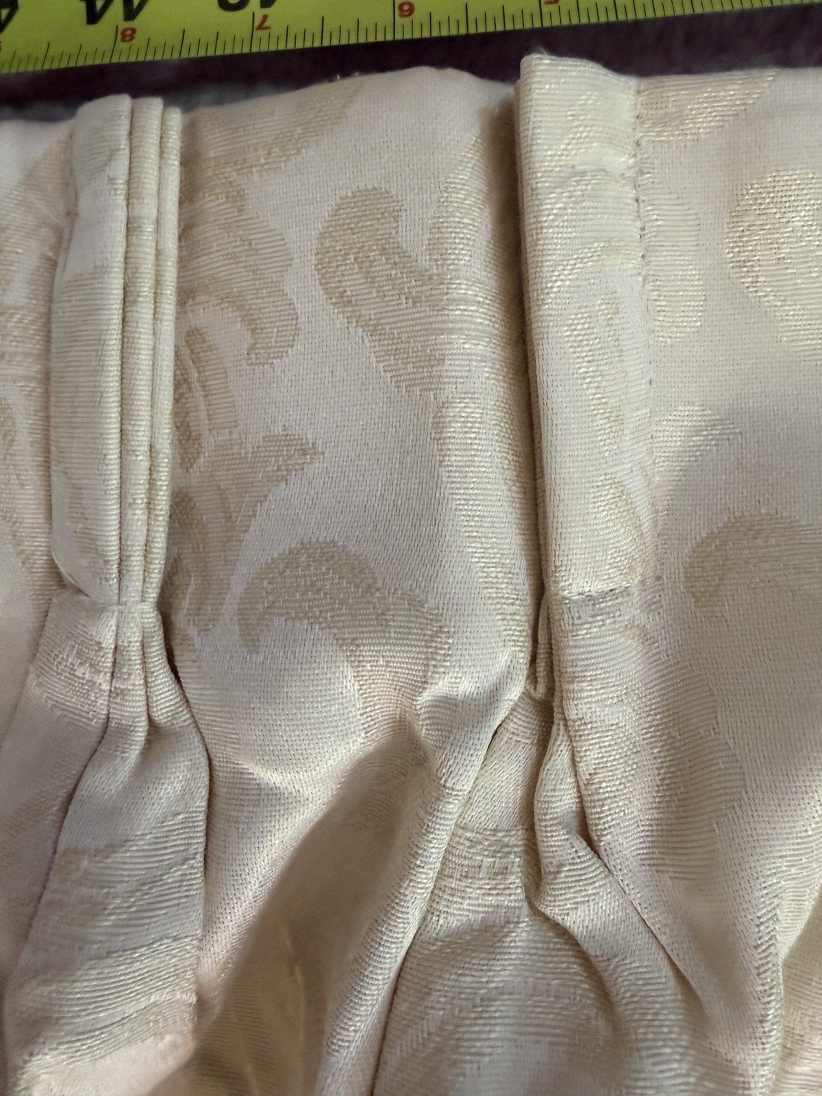 2 Burlington Drapery Panels Lined Cream Filigree Rayon Blend Triple Pleat 83X49″
