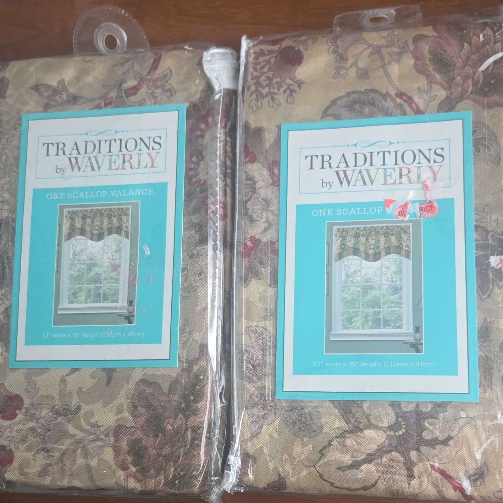 Traditions by Waverly Navarra Antique Scalloped Valance Floral 52×16