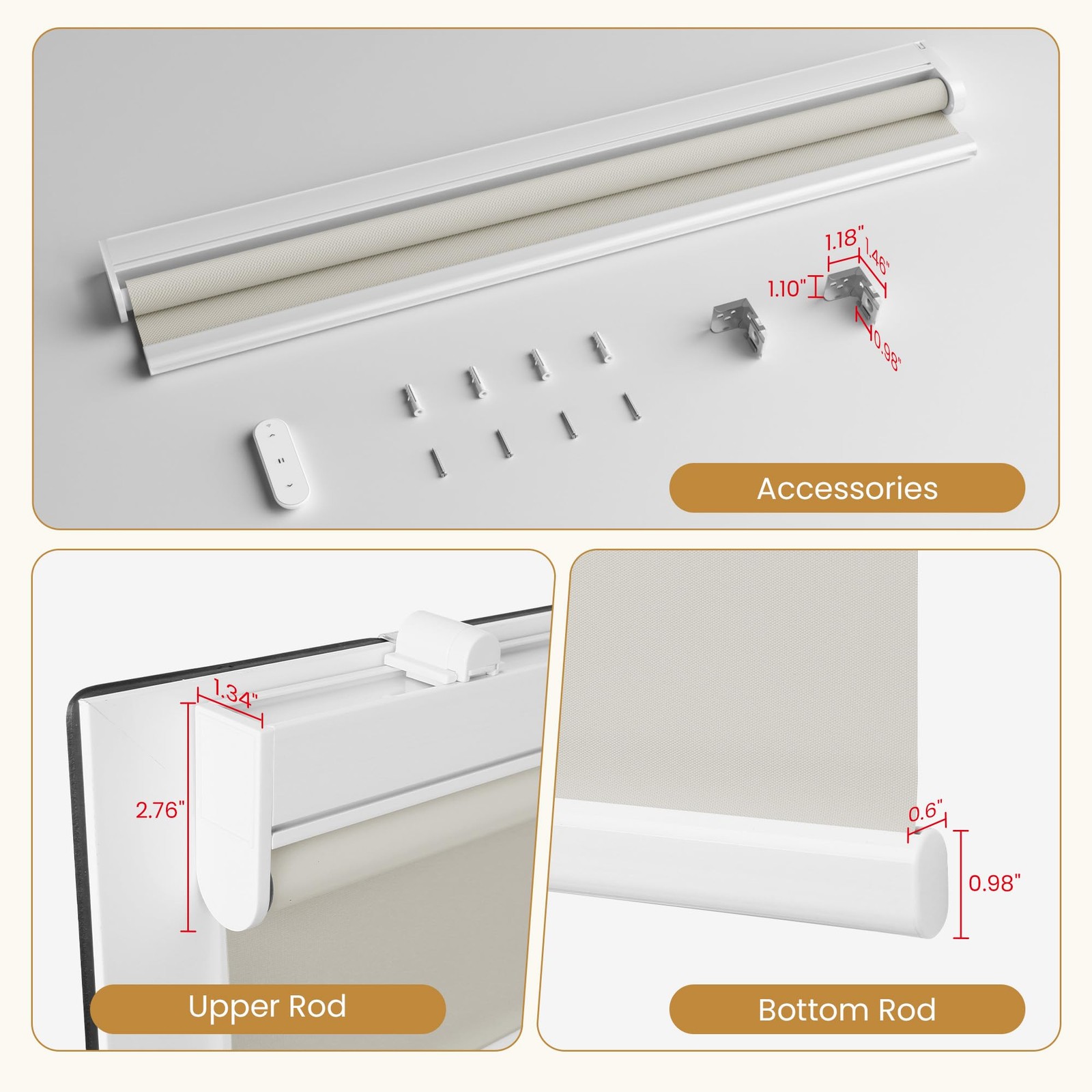 Grandekor Motorized Blinds Remote Control Blackout Roller Shade Electric Shades