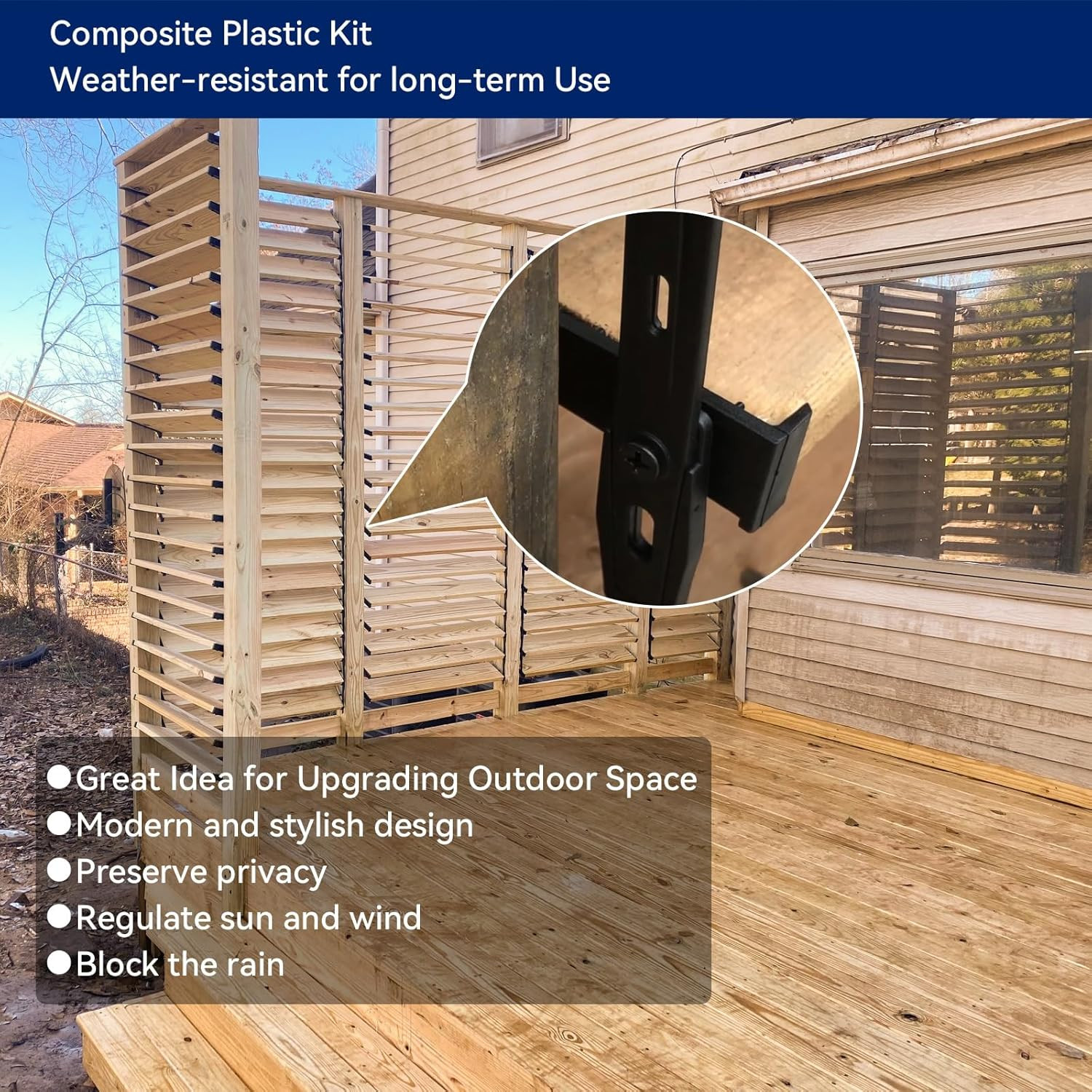 Deck Sunblind System Brackets 2 Set, Louver Hardware Kit for Blinds and Shutters
