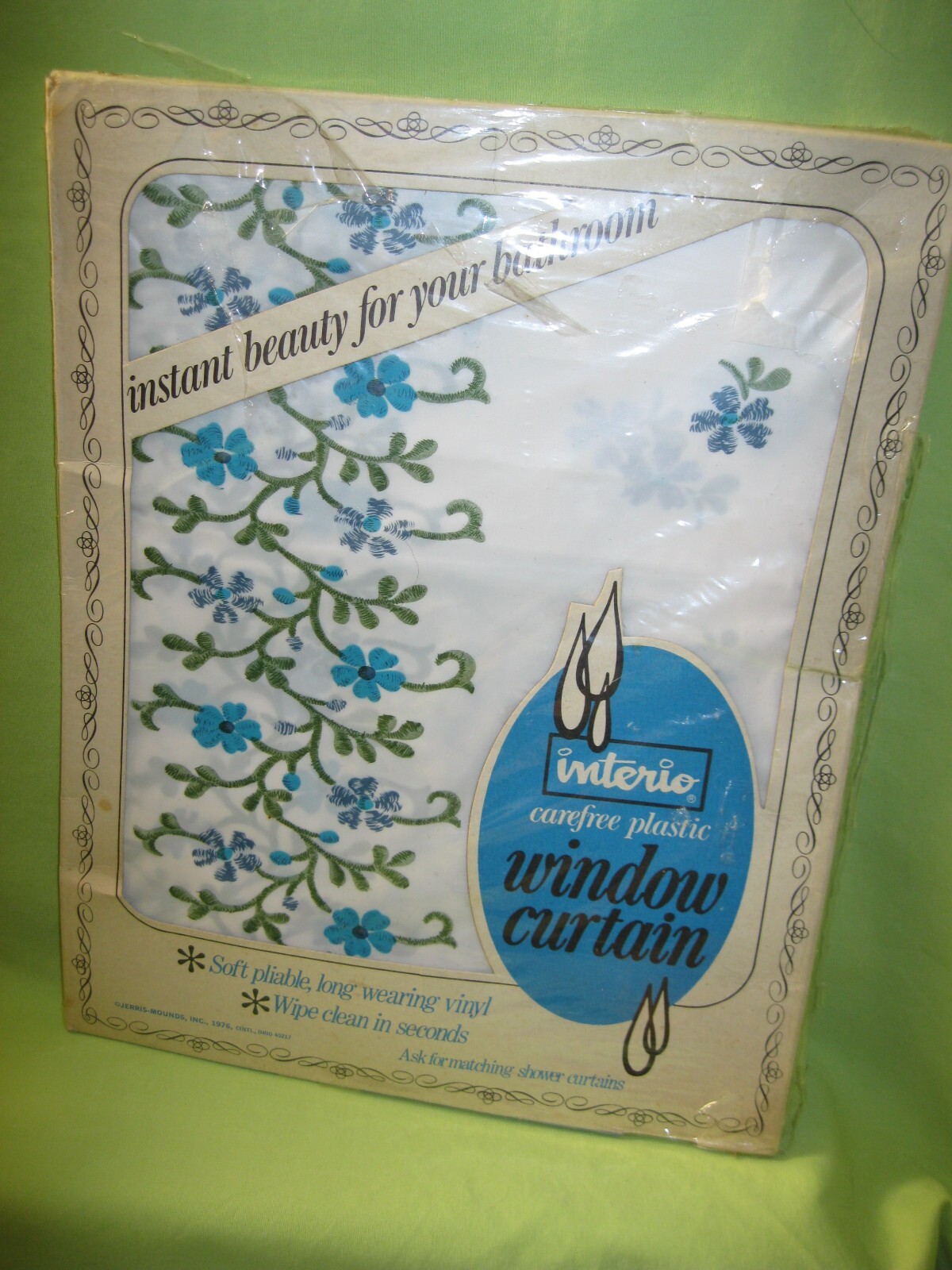 Jerris Mounds VINTAGE 1976 Interio Carefree Plastic VINYL WINDOW CURTAIN 72X45