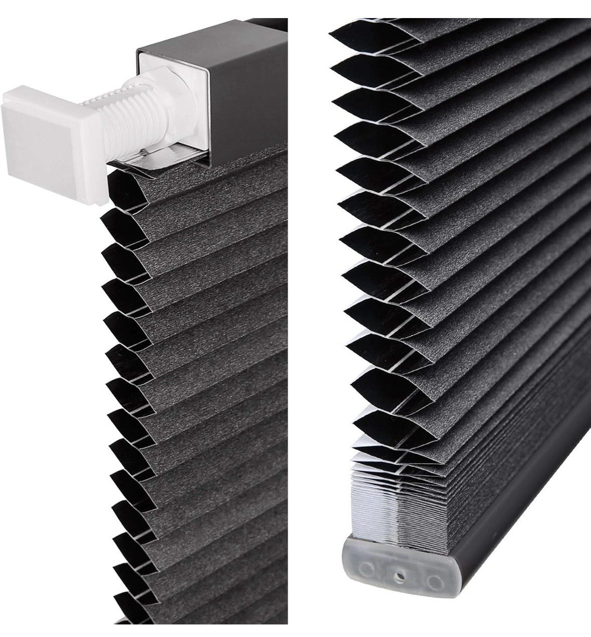 Blackout Honeycomb Pleated Cordless Cellular Shades, 23″ WX64″ H, Midnight Black