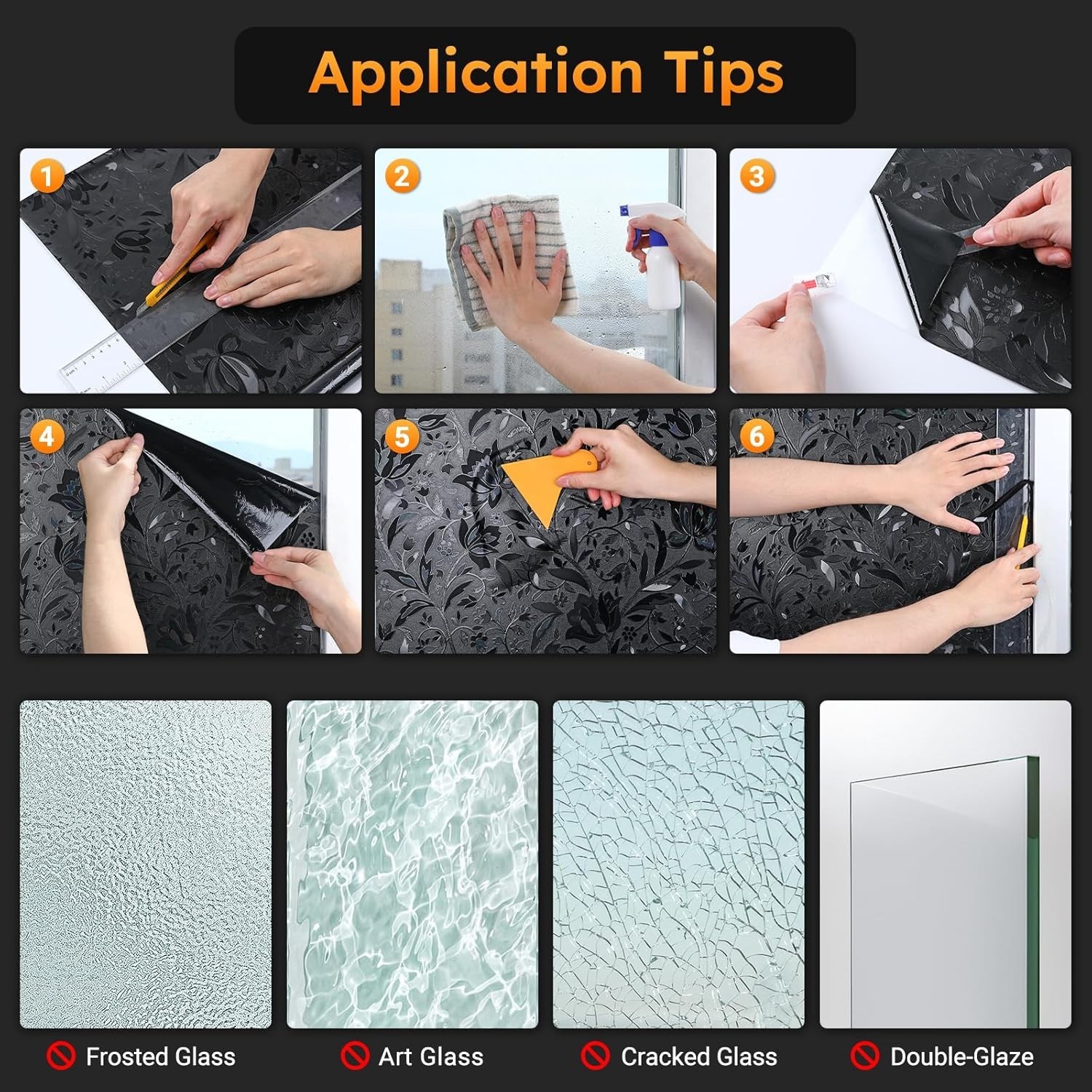 Window Privacy Film Decorative Stained Glass Static Clings Frosted Sticker Cover