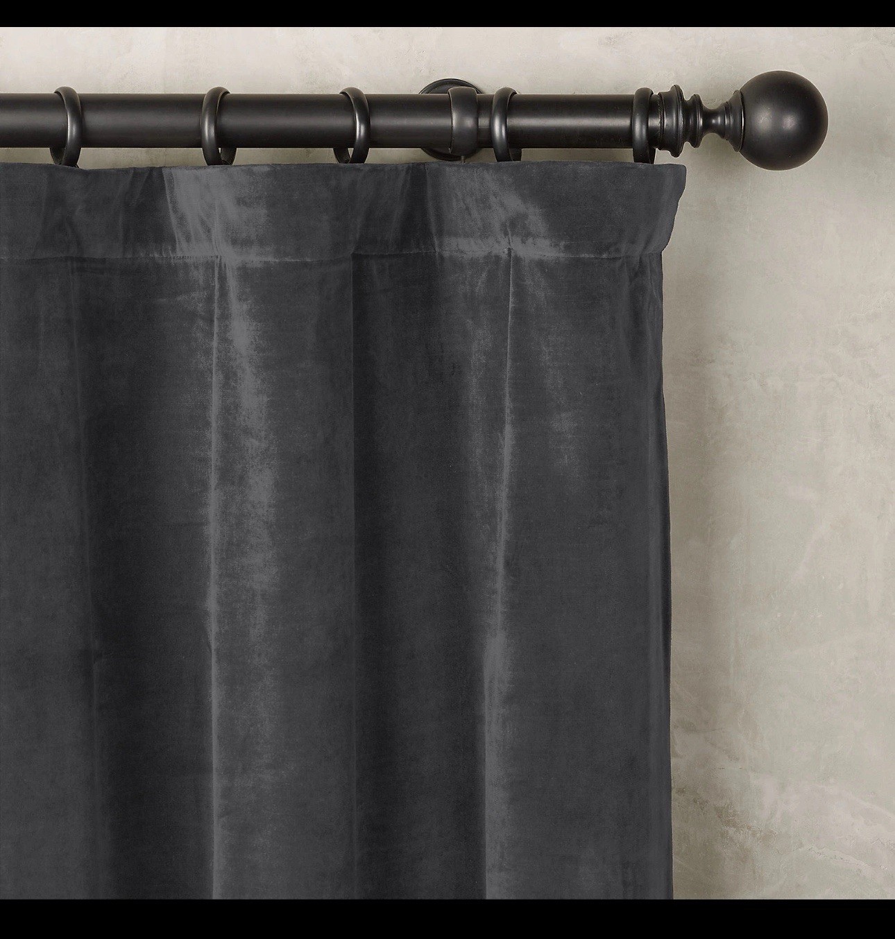 Restoration Hardware Vintage Velvet Drapery Privacy RP 50″W x 84″L Carbon NEW
