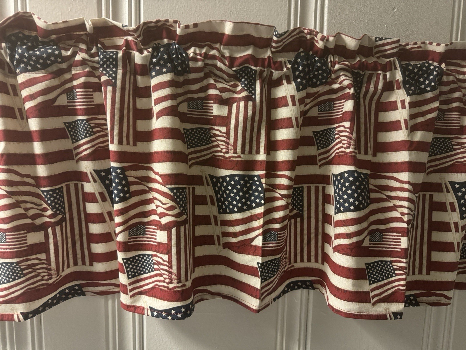 Custom American Flag USA window Valance Curtain Panel kitchen treatment Curtains