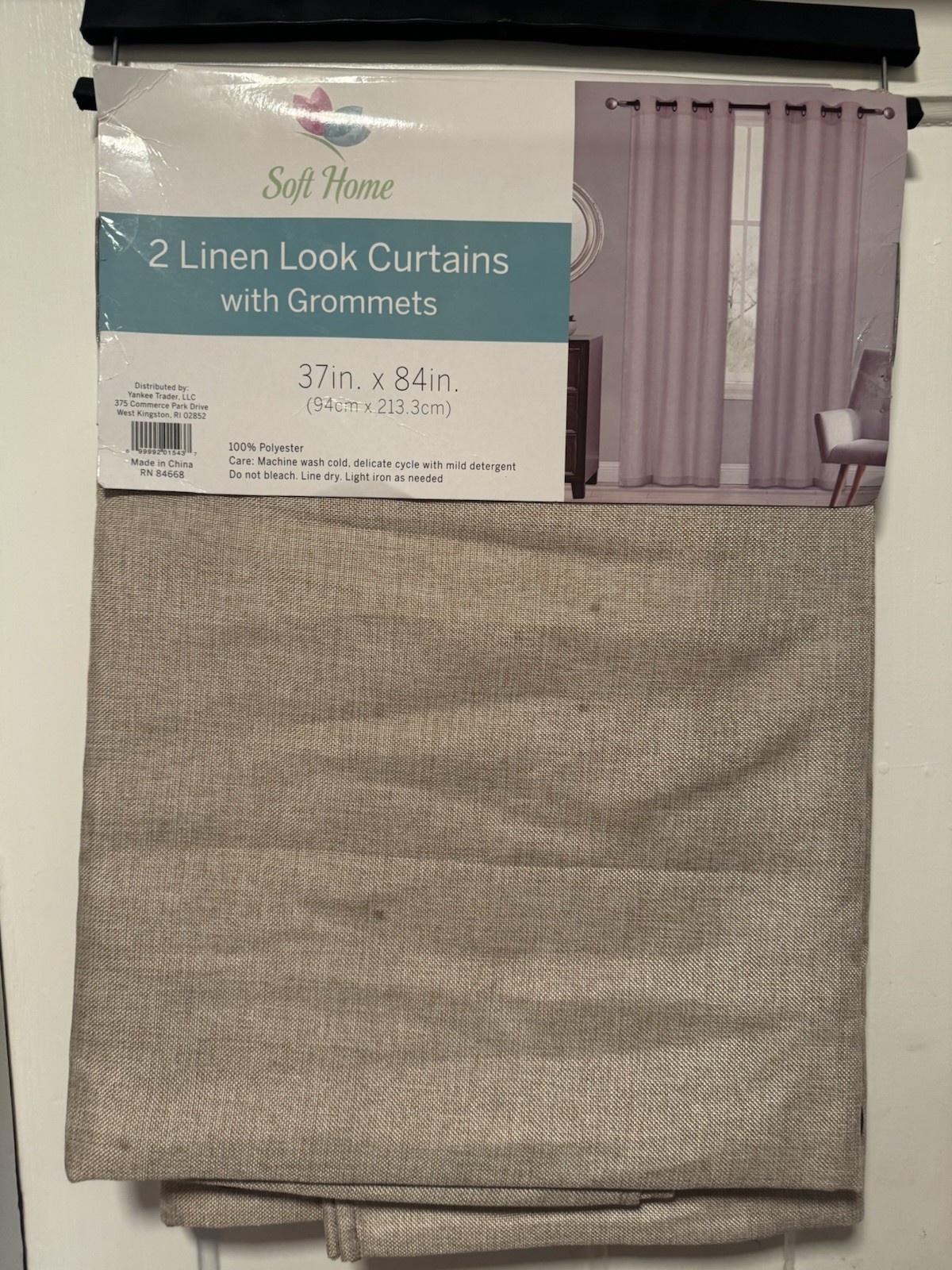 Two Línen Curtains With Grommets Light Pink 37 In X 84in