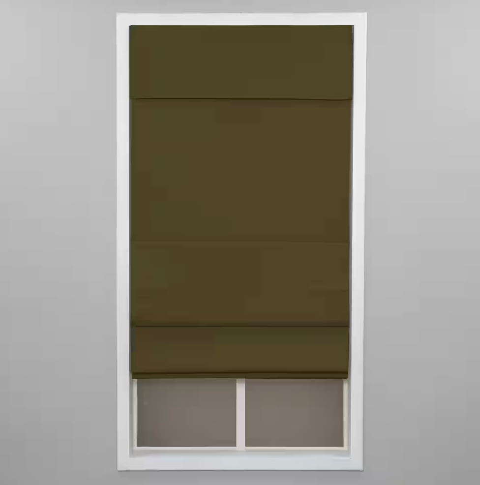 Chocolate Cordless Blackout Energy-Efficient Cotton Roman Shade 23 in. W x 72 in