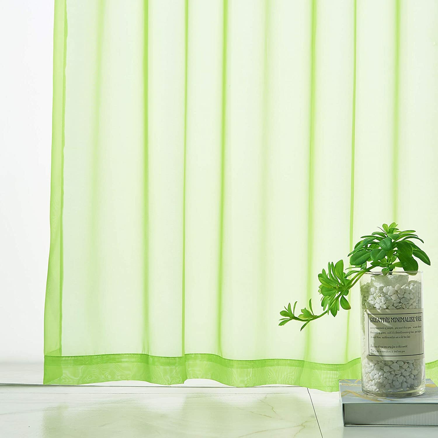 2Panels Basic Rod Pocket Sheer Voile Curtain, Sunlight Filtering Protect Privacy