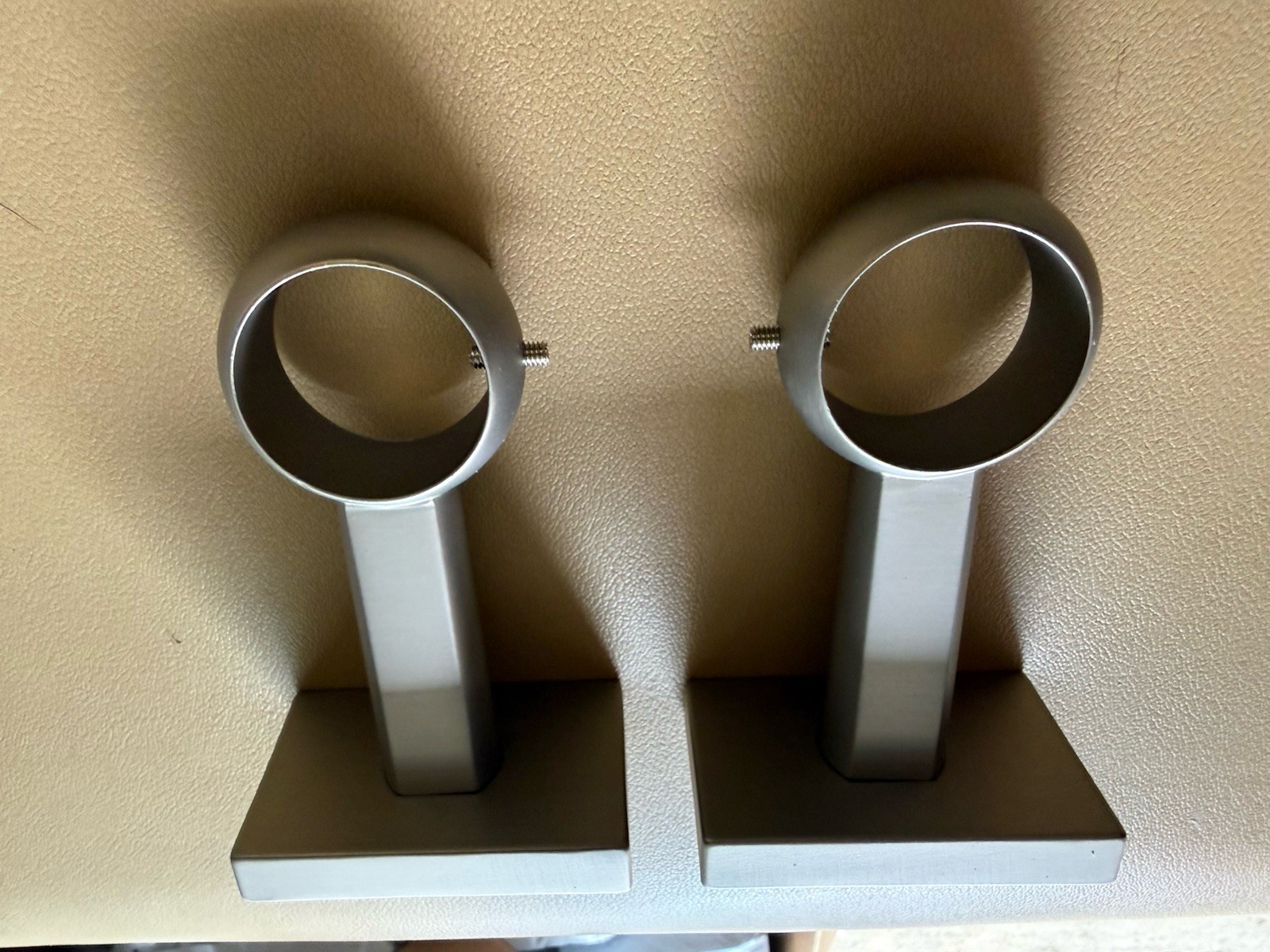Set of (2) Pottery Barn Pewter Curtain Rod Closed Brackets 1.25″- NEW