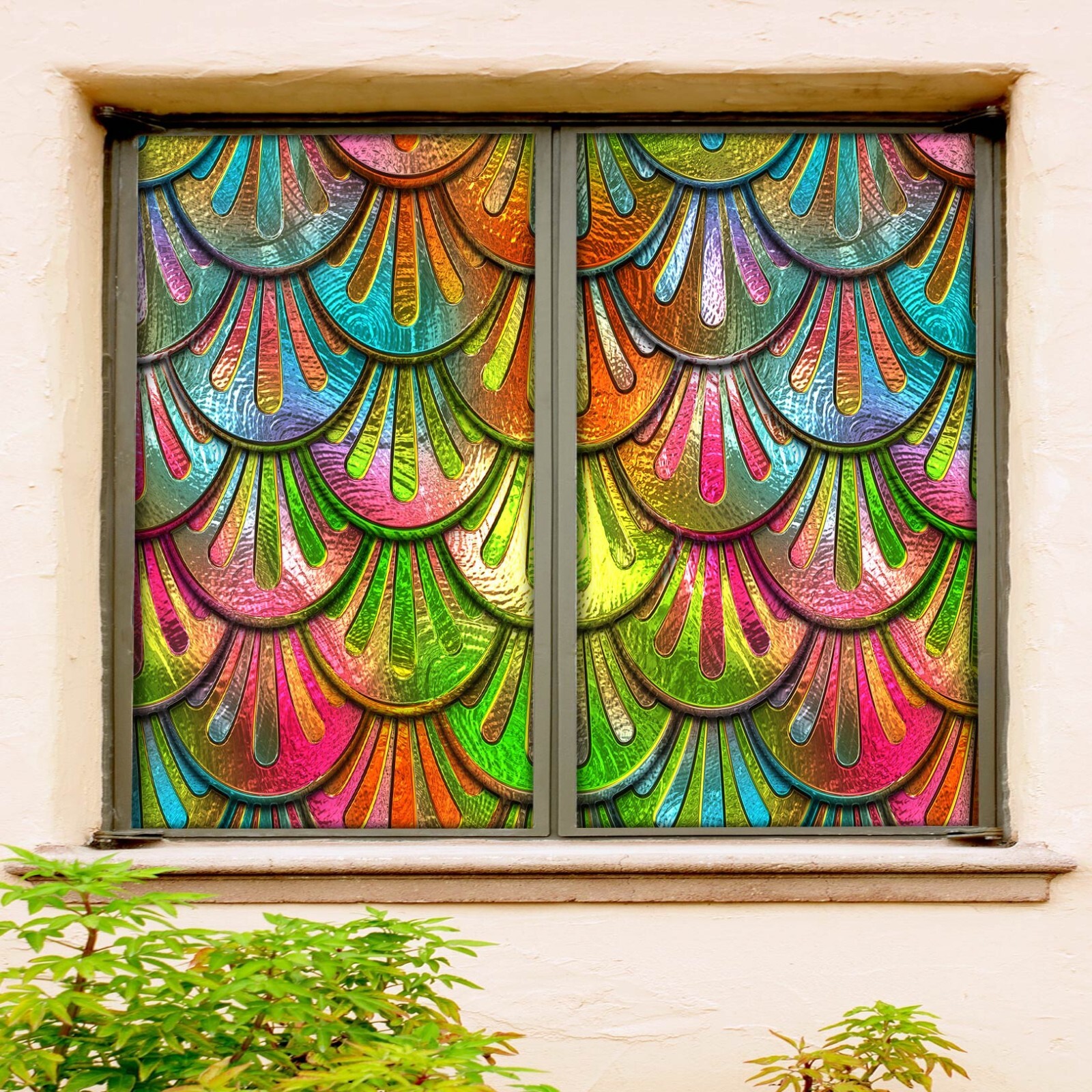 3D Scale Pattern A181 Window Film Print Sticker Cling Stained Glass UV Sinsin
