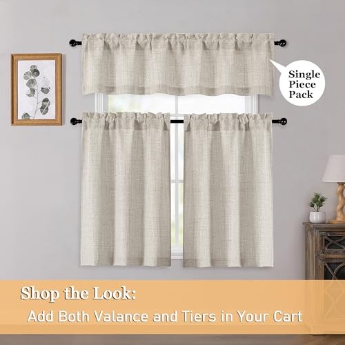 Valances for Windows 1 Pcs, Light Filtering 60″W x 14″L (Pack of 1) Linen