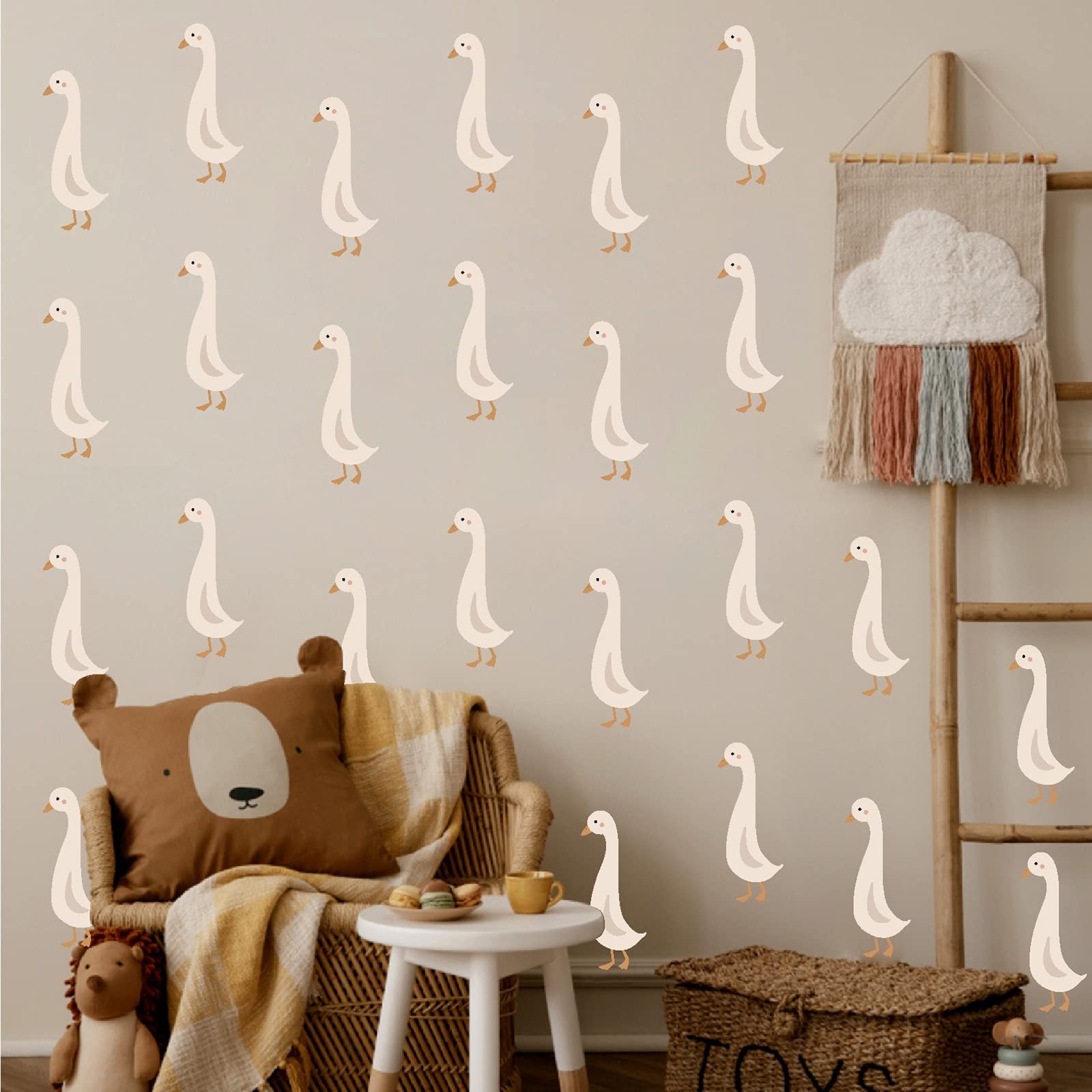 Cute Geese Wall Stickers Peel and Stick Goose Decals Funny Animal
