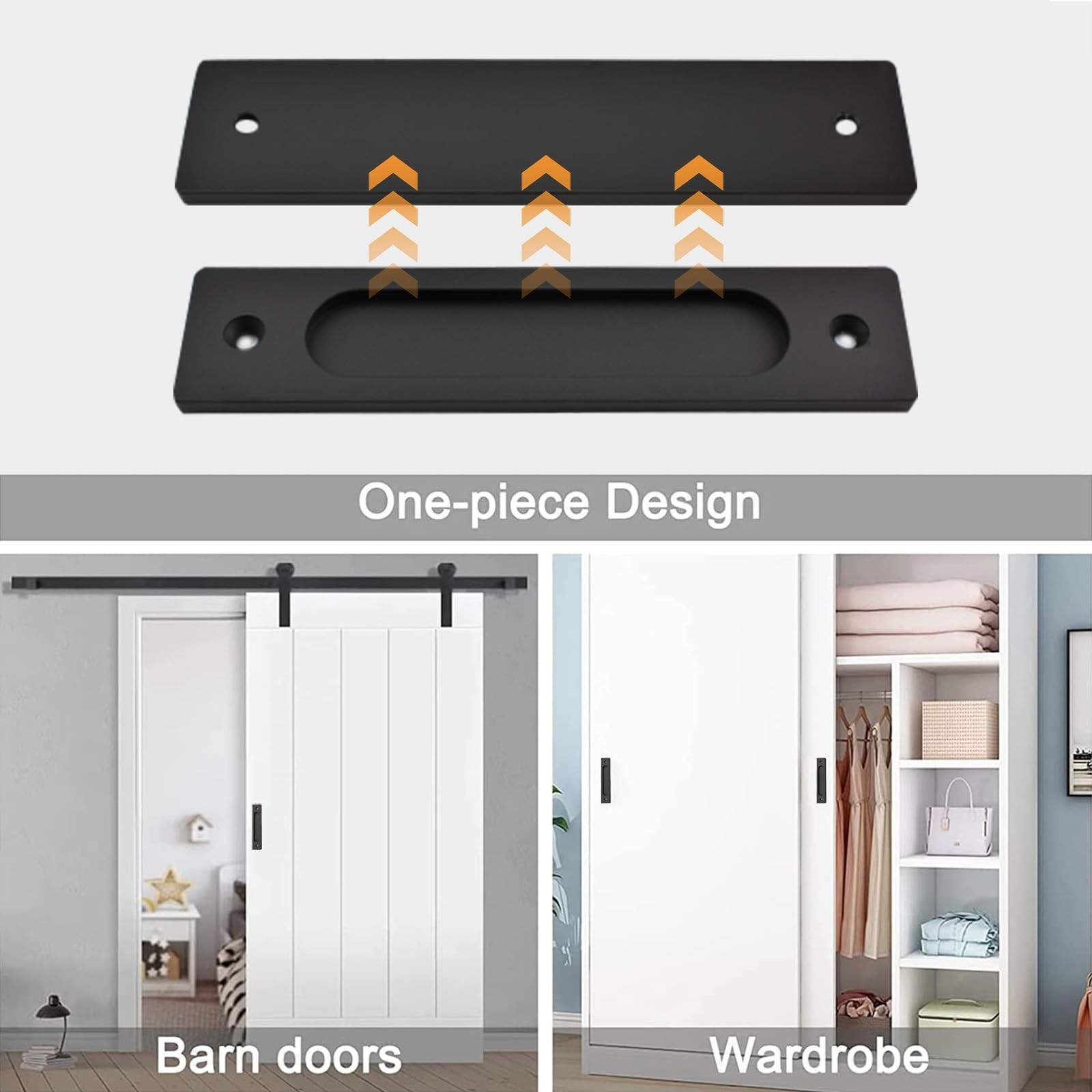 MOROBOR Rectangular Recessed Sliding Door Pulls, 2pcs Matte Black Flush Pull …