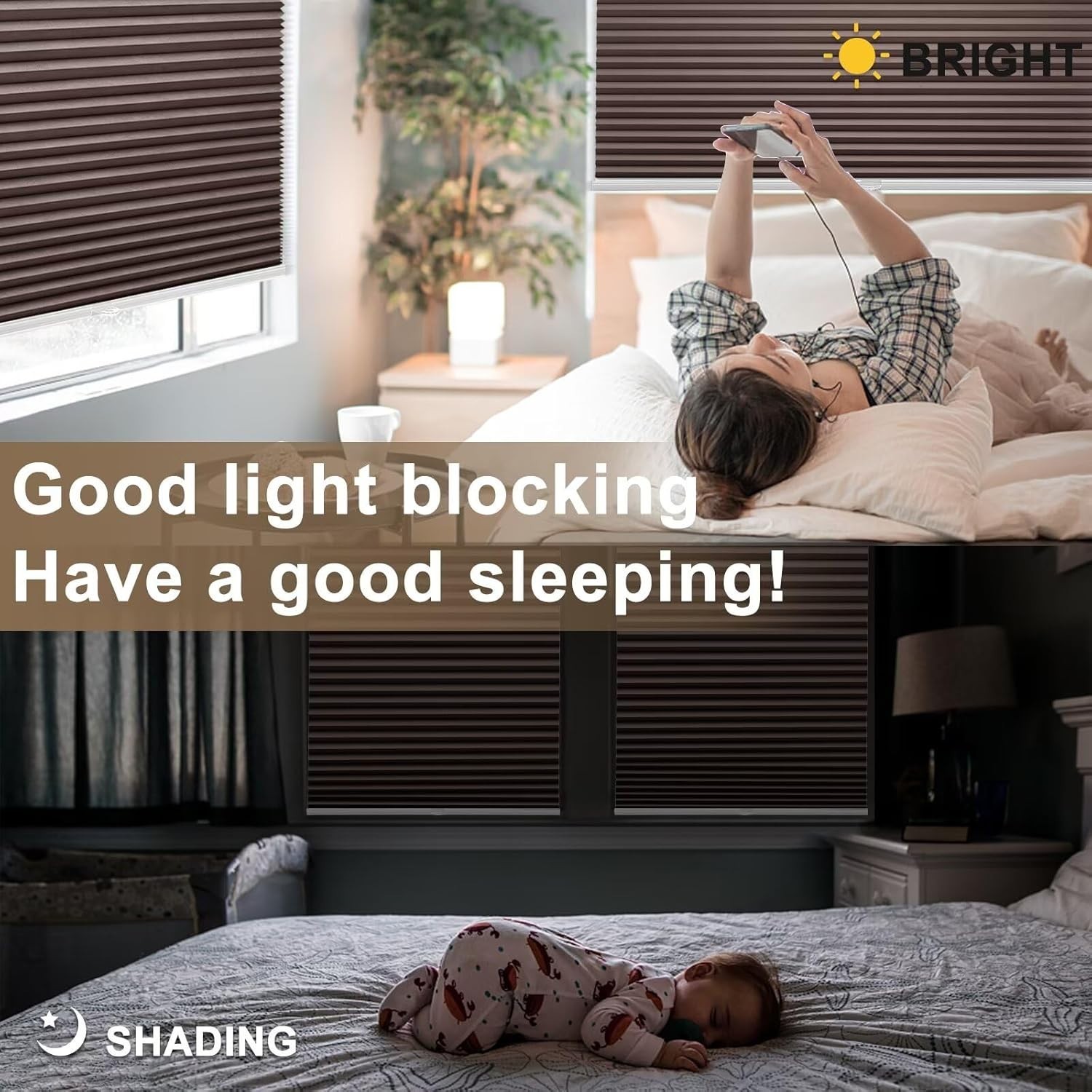 MYshade 1.5-Inch Cellular Cordless Blackout Shades – Taupe – 24 W x 48 H