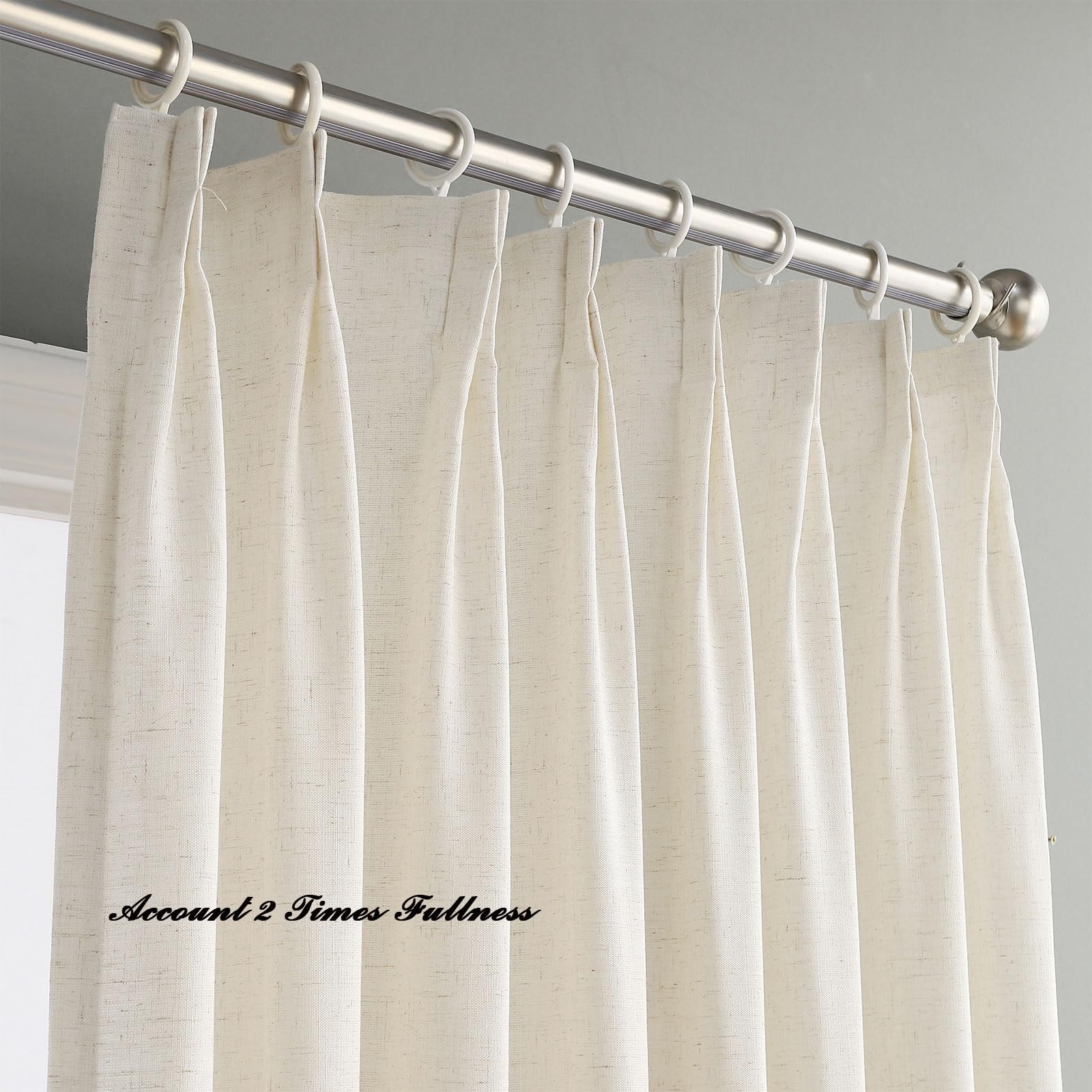Grichril Pinch Pleated Linen Blended Curtains Semi-Sheer 72×96 inch (1 Panel)