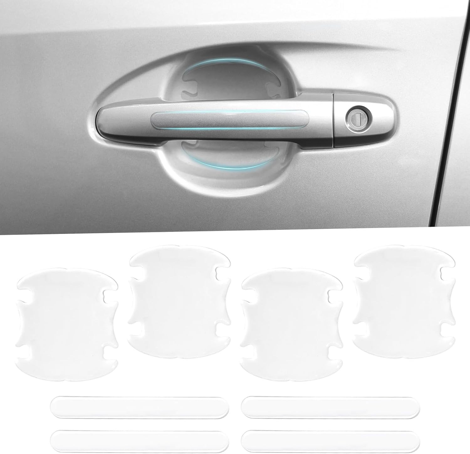 8PCS Clear Car Door Handle Protector – Transparent Anti-Scratch PET Film Sticker