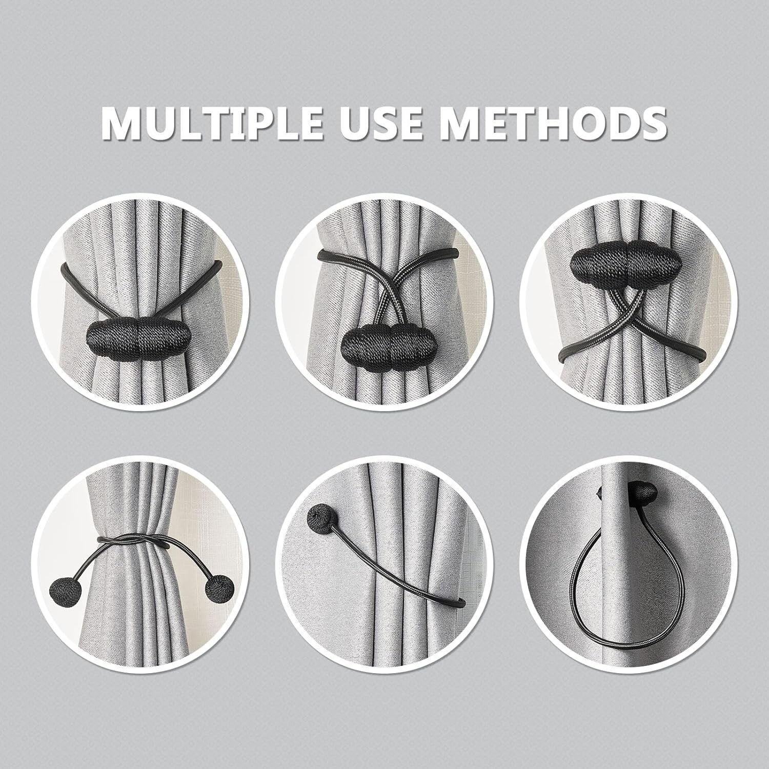 4Pcs✅ Black Magnetic Curtain Tiebacks Curtain Tie Backs for Curtains, Decorative