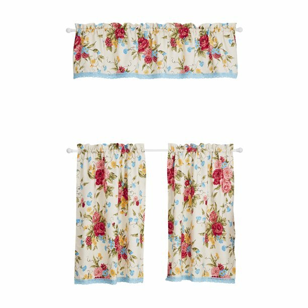 Pioneer Woman ~ SWEET ROSE ~ Three (3) Piece Curtain Set ~ 30 x 36 ~ Rod Pockets