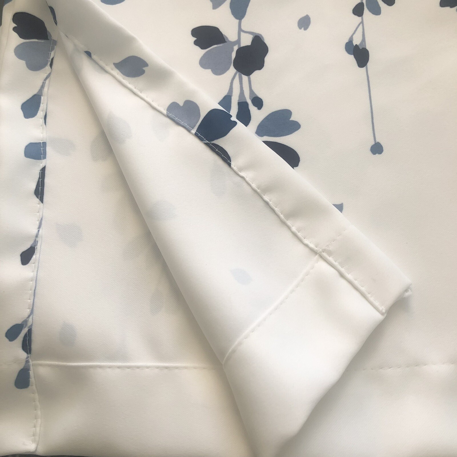 Half Moon Window Valance White Blue Floral Polyester 52 x18″ Soft Fabric