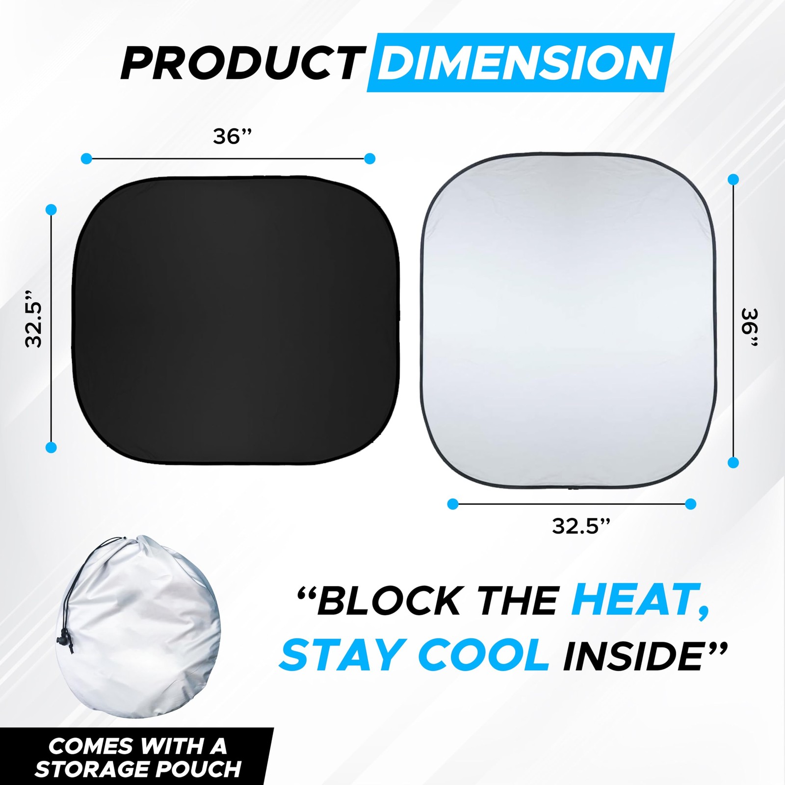 Large Silver Truck Windshield Sun Shade UV Protection Foldable Design 80T