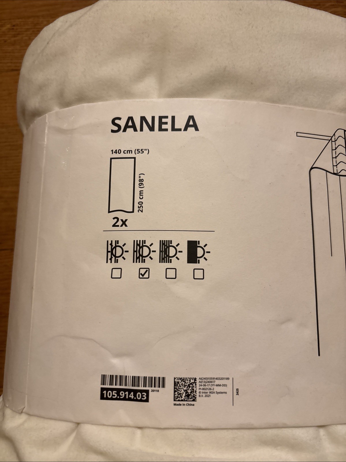 IKEA Sanela Curtains White 55 X 98″ Velvet 2 Panels 1 Pair 105.914.03