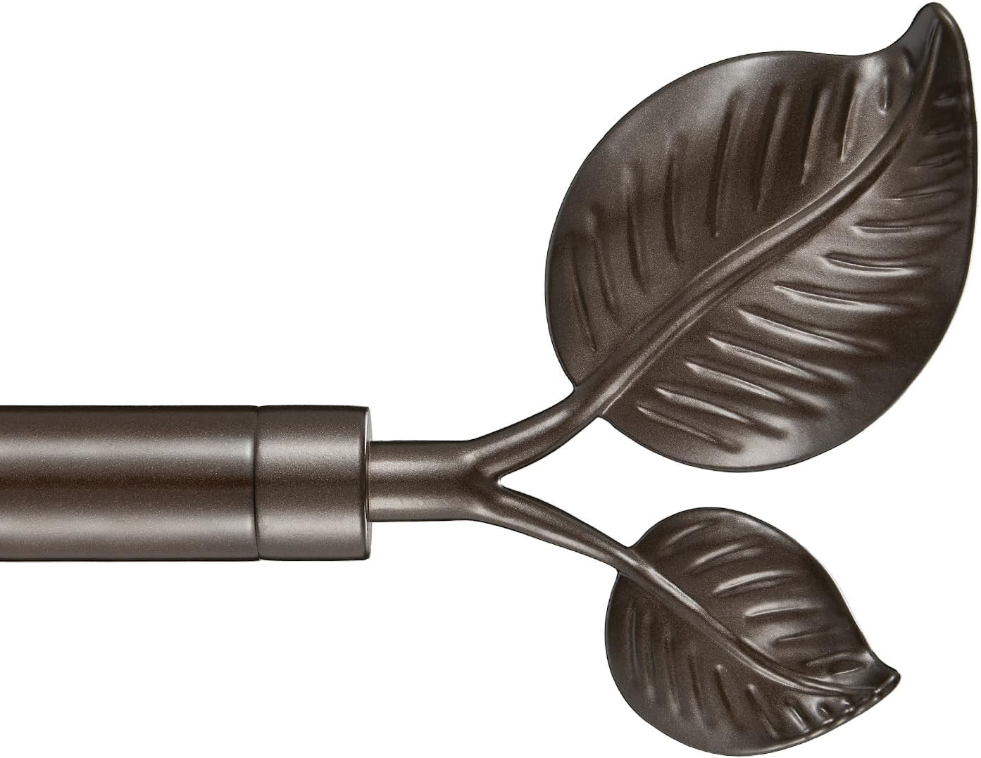 Adjustable Dark Bronze Curtain Rod with Leaf Finials, 110-160 Inch