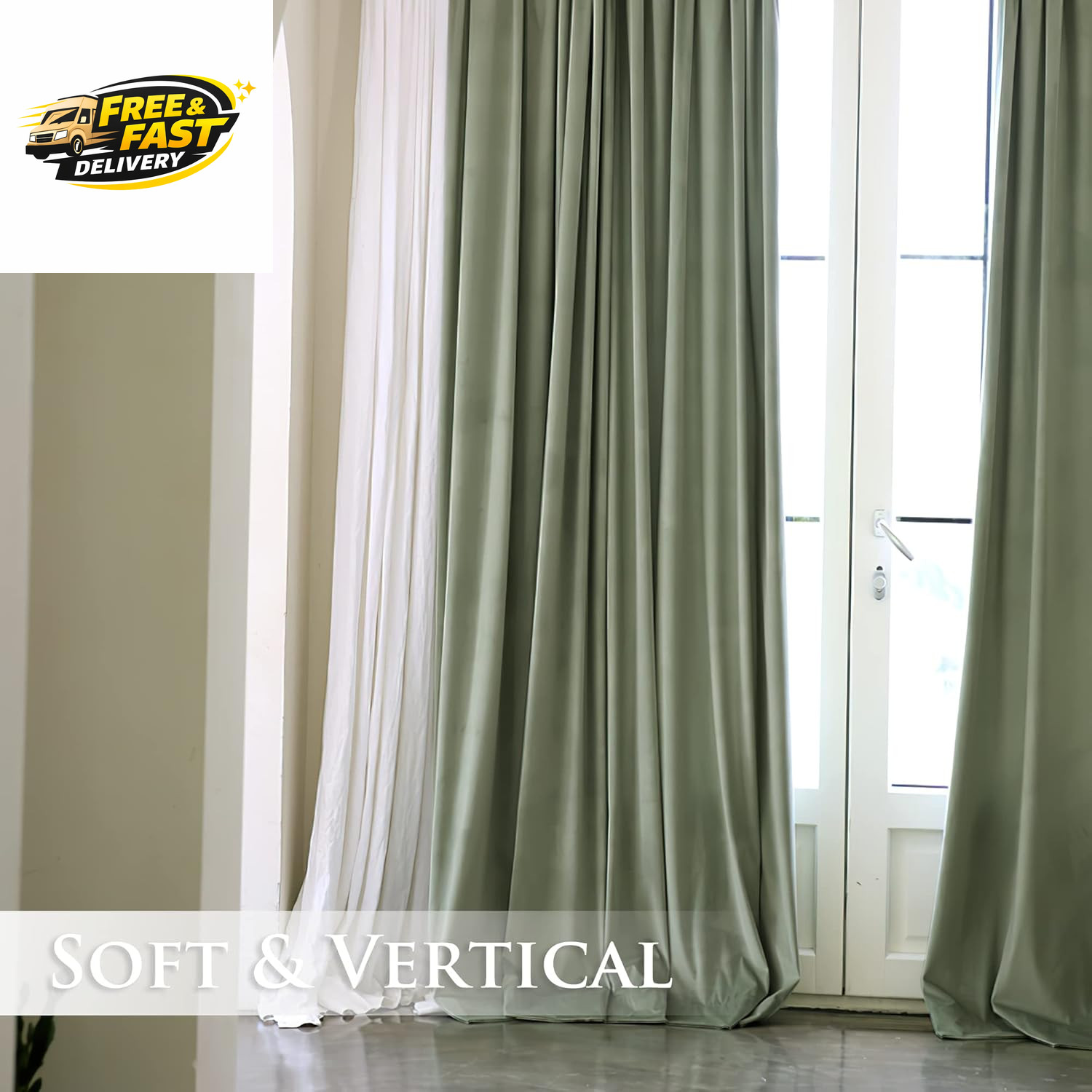 Sage Green Velvet Curtains 96 Inches, Super Soft Room Darkening Window Drapes Se