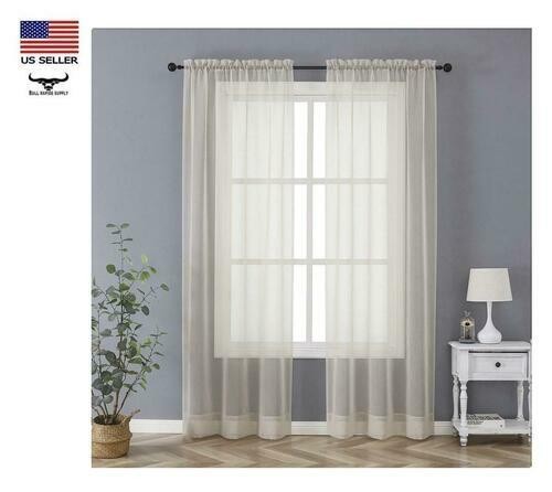 Regal Home Collections Linen 80″x84″ Classic Sheer Rod Pocket Curtain Panel Pair