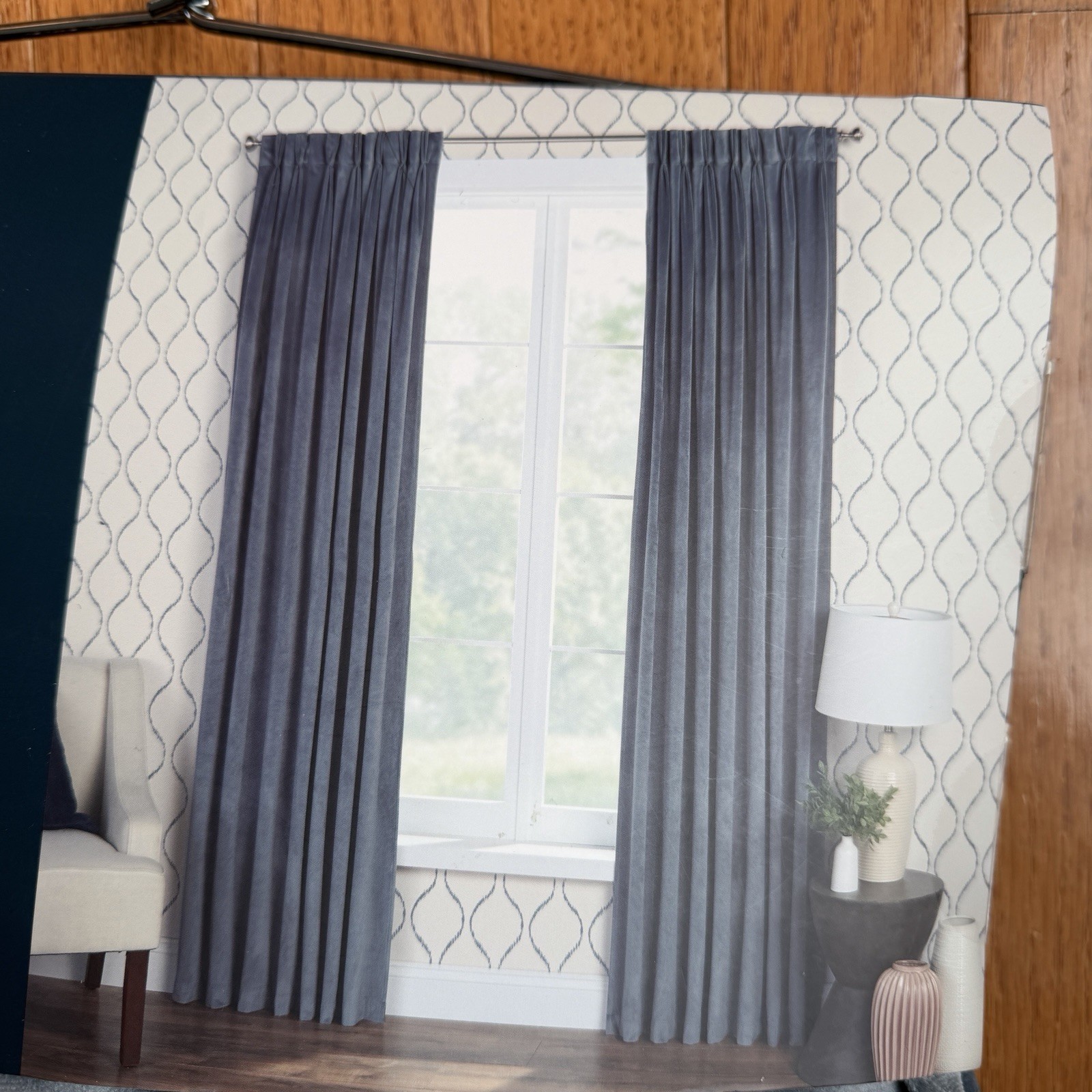 2 Sets Curated Kravet Velour Curtains Gray Silver Blue Panel 32×108 READ!