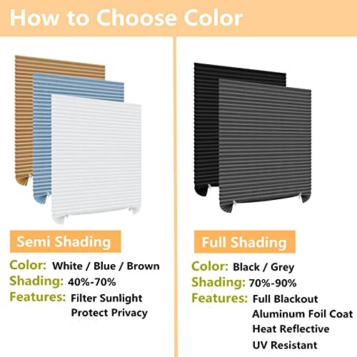 Window Blinds Cordless No Drill Cut to Size Clip On 24″W x 59″H Brown – 1 Pack