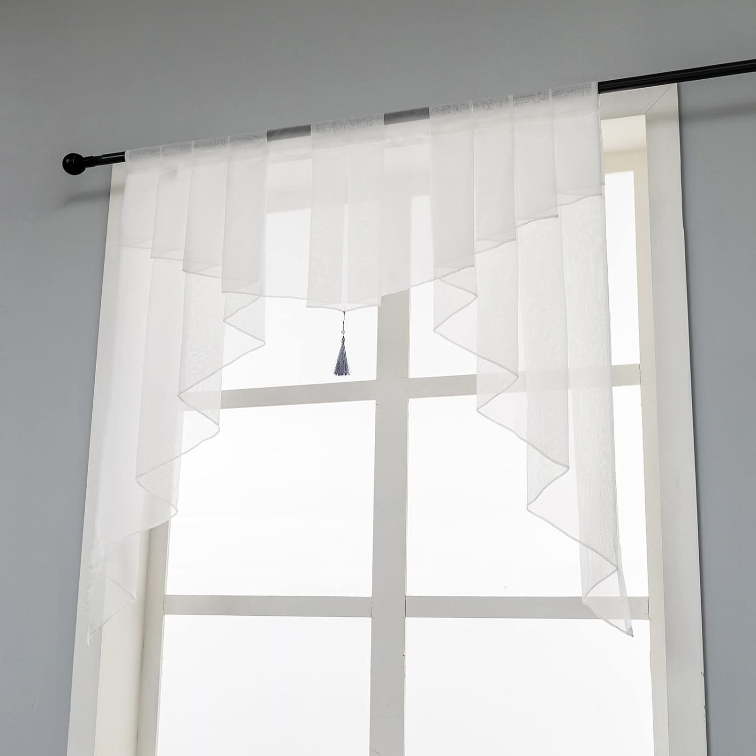 PearAge Swag Sheer Valance Curtains for Living Room, Color Matching Kitchen V…