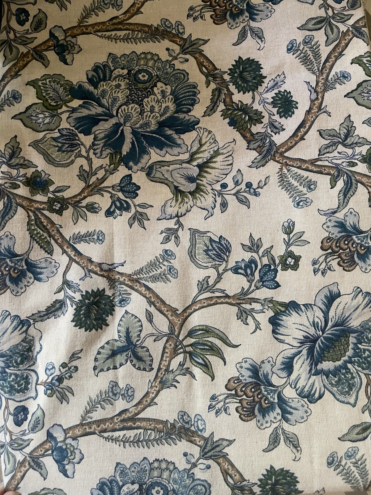 CURATED KRAVET 2-Panel Curtain Set Jacobean Blue Garden Floral Cotton 50X96 NWT