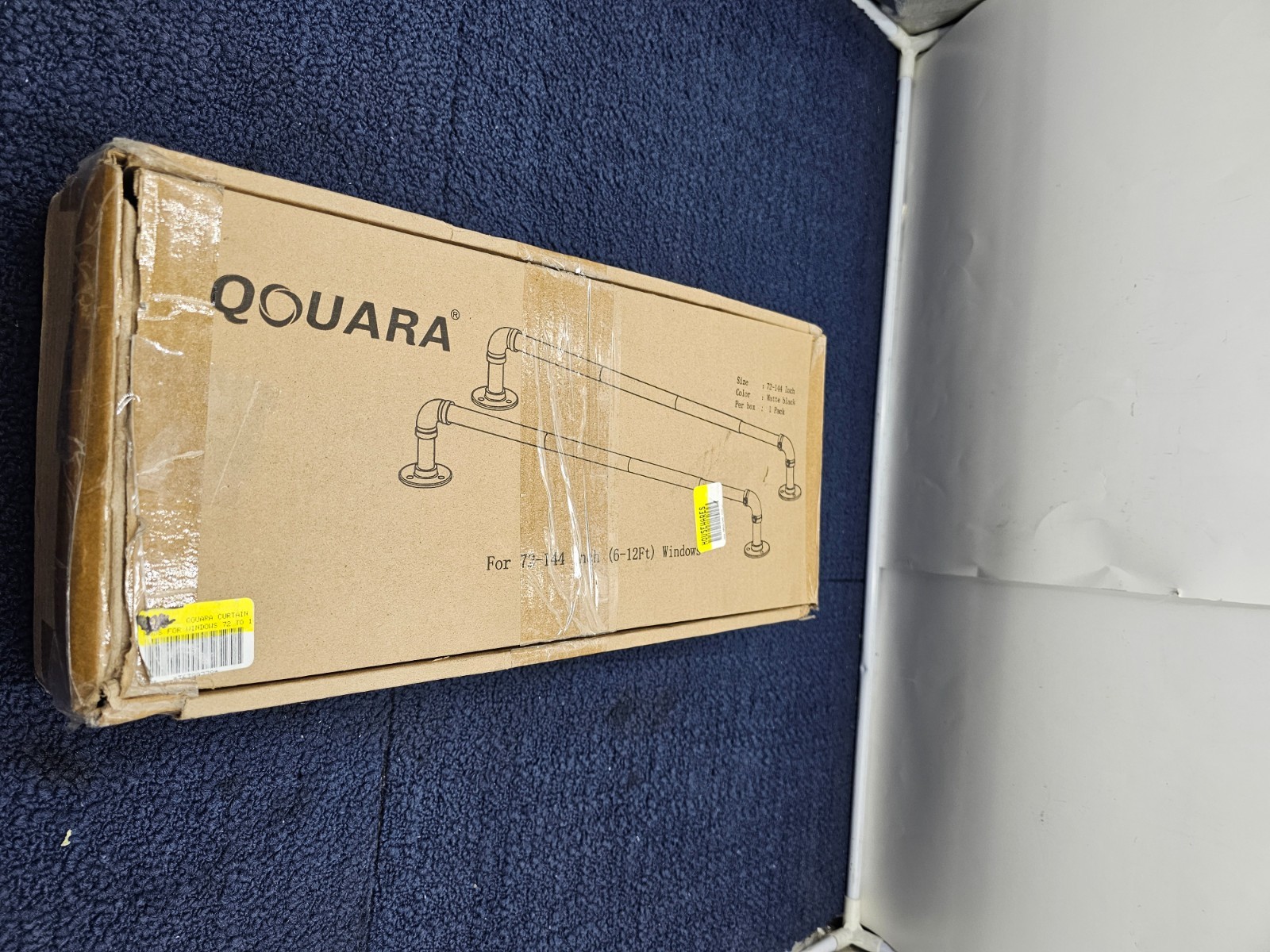 QOUARA Curtain Rod For 72″ to 144″ Windows – Industrial Curtain Rod Matte Black