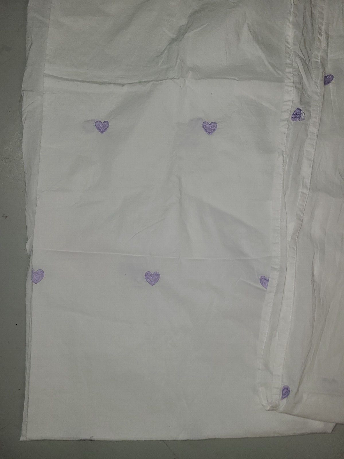 Pottery Barn Kids “Embroid. Lavender Hearts” Sheer Drapery Panels 44″ X 96″ – 2