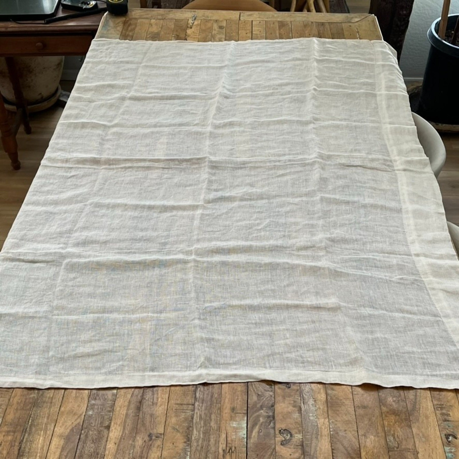 Sheer Rectangle Linen Curtain Panel 57″ x 46″ Cream