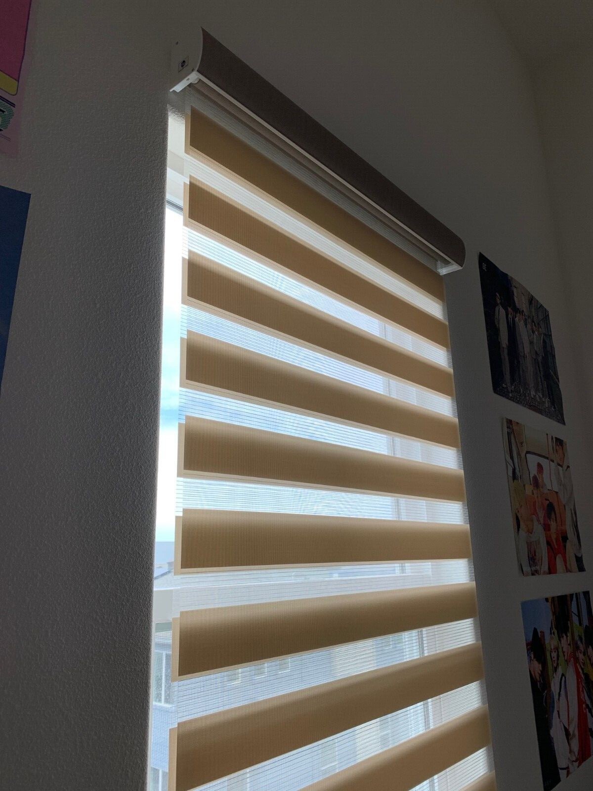 GoDear Design Cordless Light Filtering Zebra Roller Shade Blinds 35″W x 72″L Tan