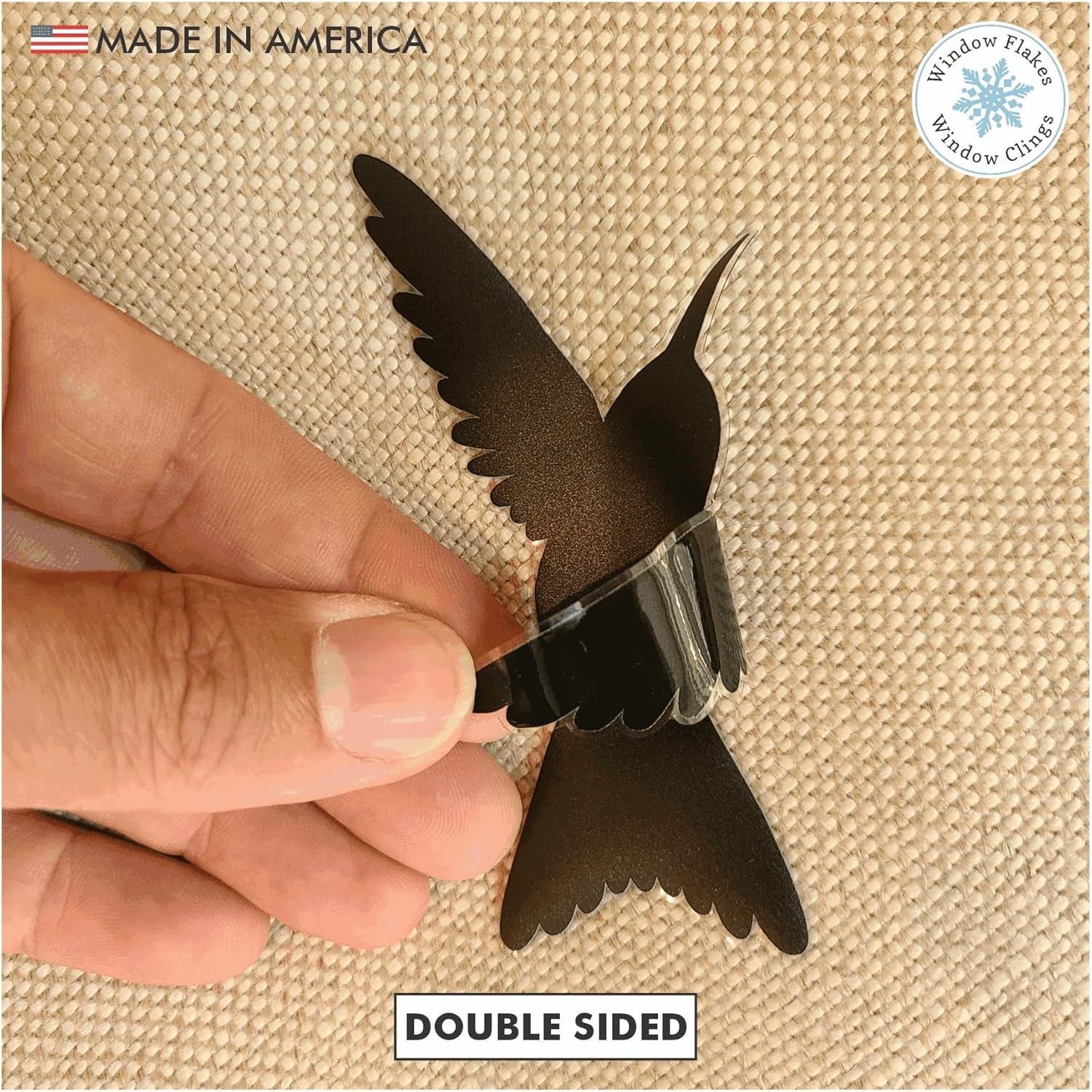 9-Pack Black Silhouette Hummingbird Window Clings for Glass Safety on Windows…