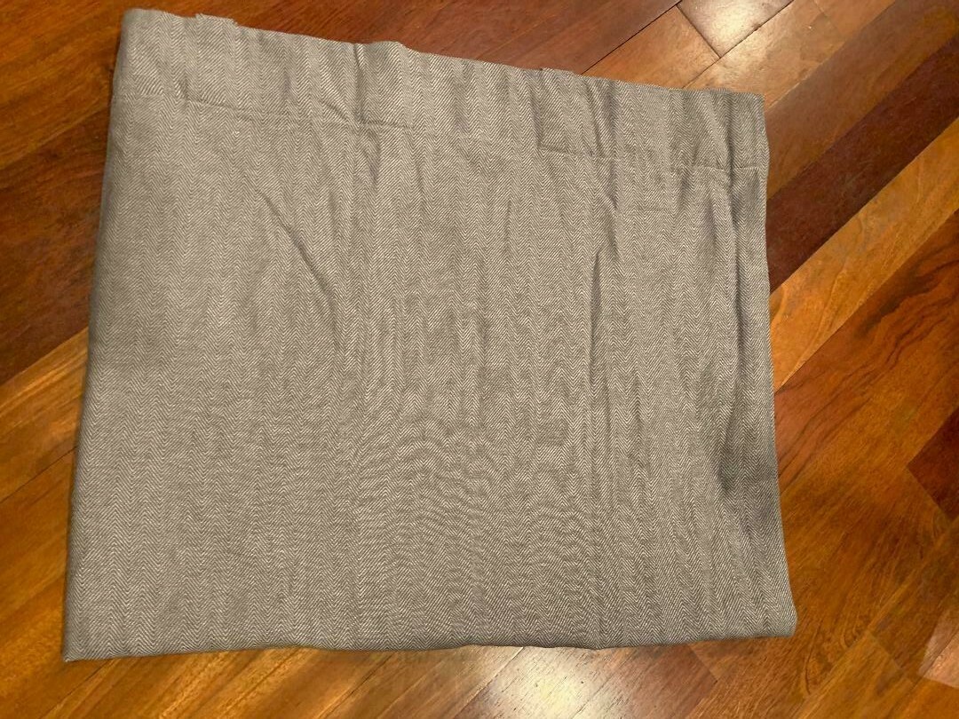 Pottery Barn Stella Herringbone Gray Rod Pocket Curtain 50 x 84 NEW