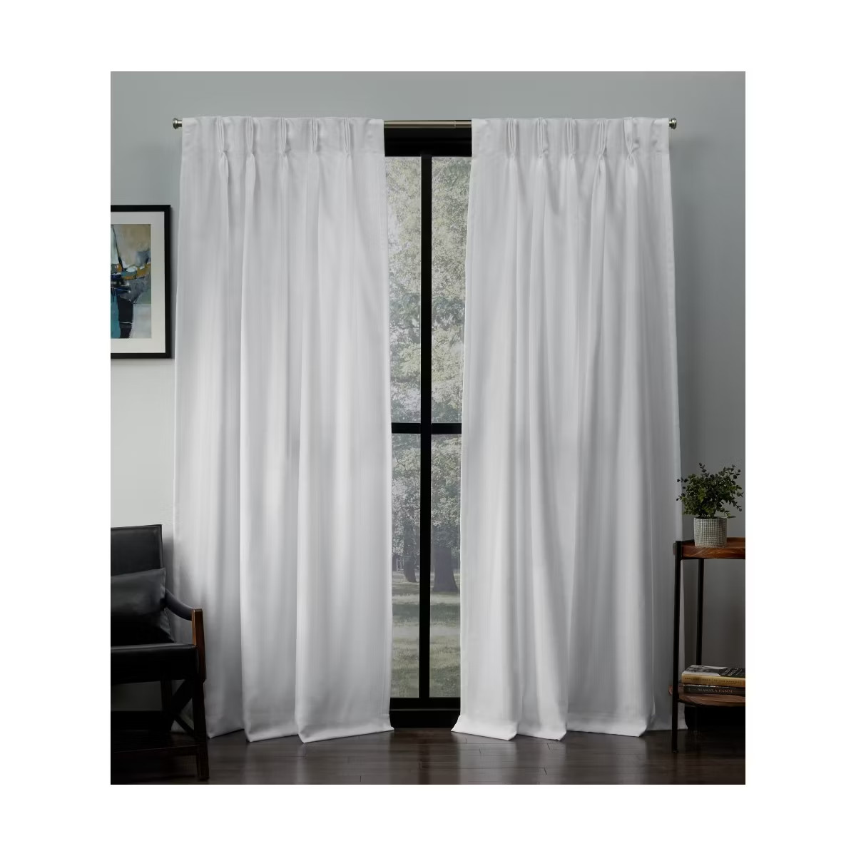 Set of 2 96″x54″ Loha Pinch Pleat Window Curtain Panels White