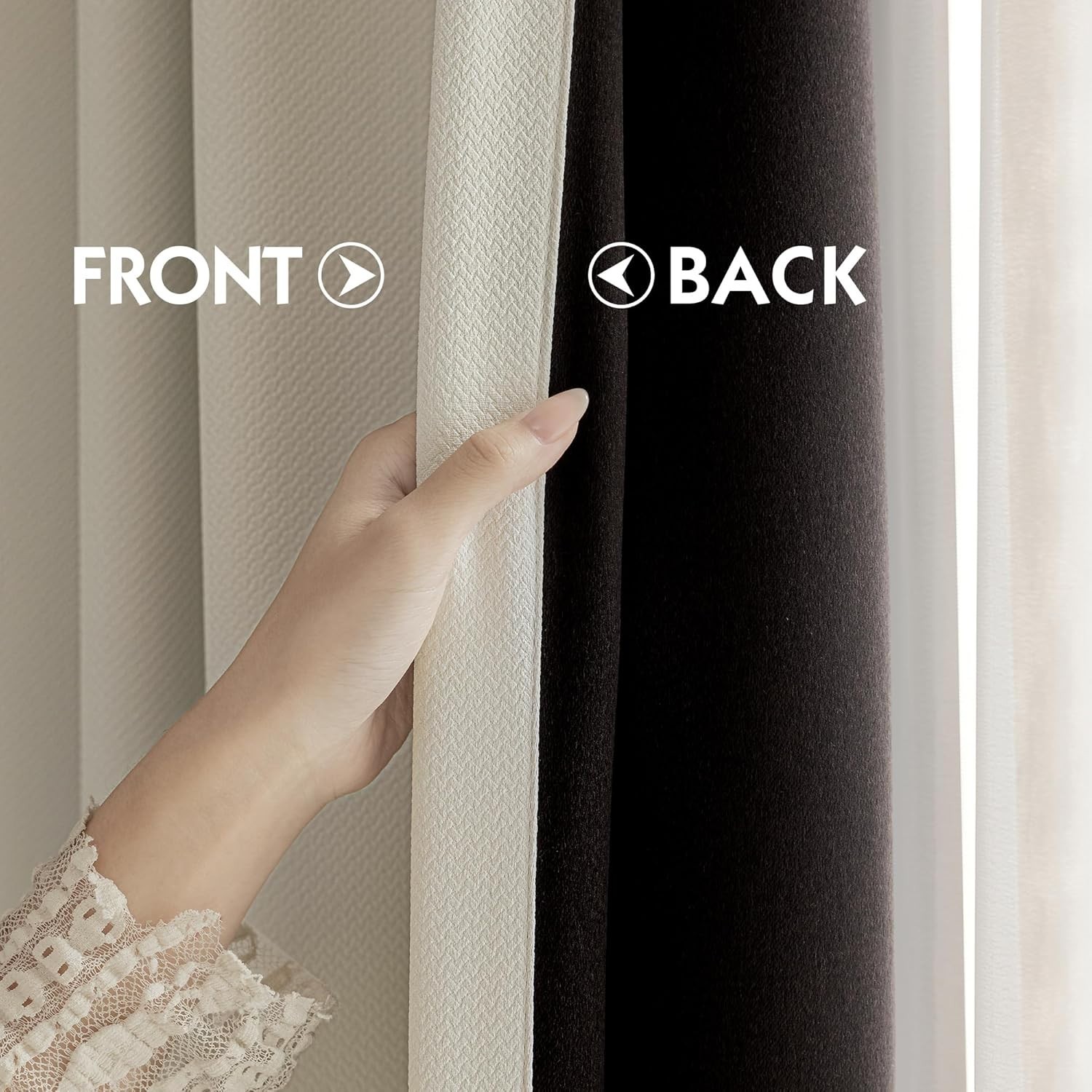 Art Deco Beige Blackout Curtains – Insulated Drapes for Bedroom and Living Room