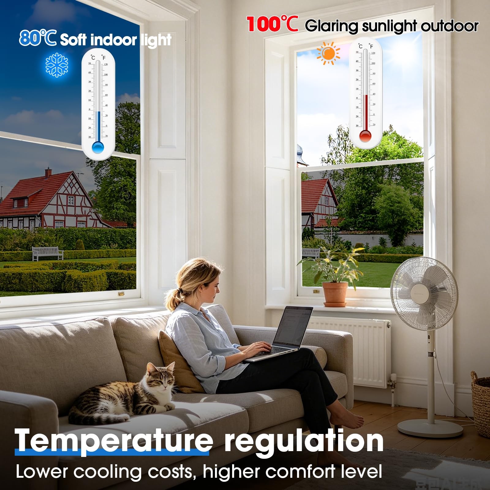 Coavas Window Privacy Film Daytime See Out Not in, 100% UV Blocking Heat Cont…