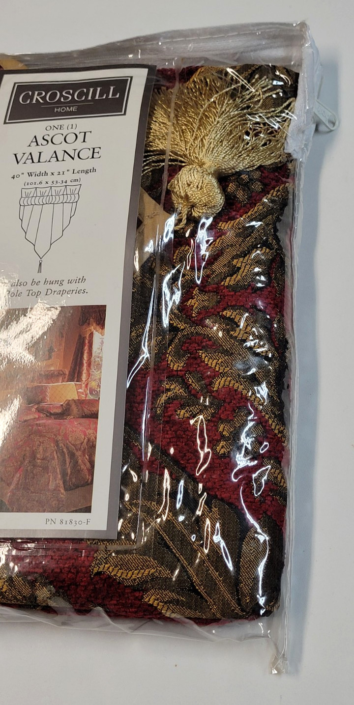 Croscill Imperial ( 1 ) Ascot Valance 40×21 Red w/ Gold Tassel PLS READ Multi