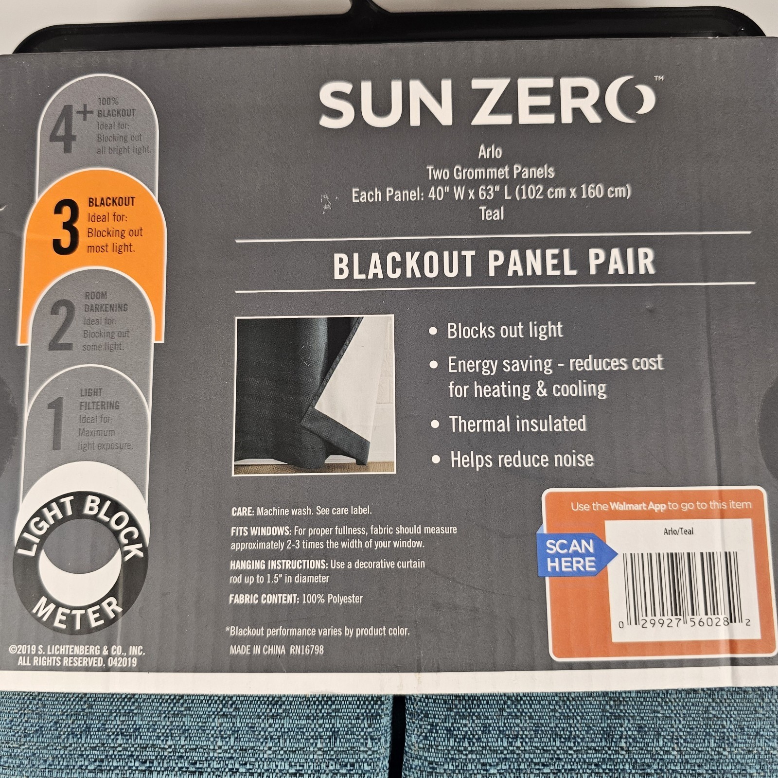 Sun Zero Arlo Blackout Curtain Panels Teal 40×63 2 Pack Thermal Insulated