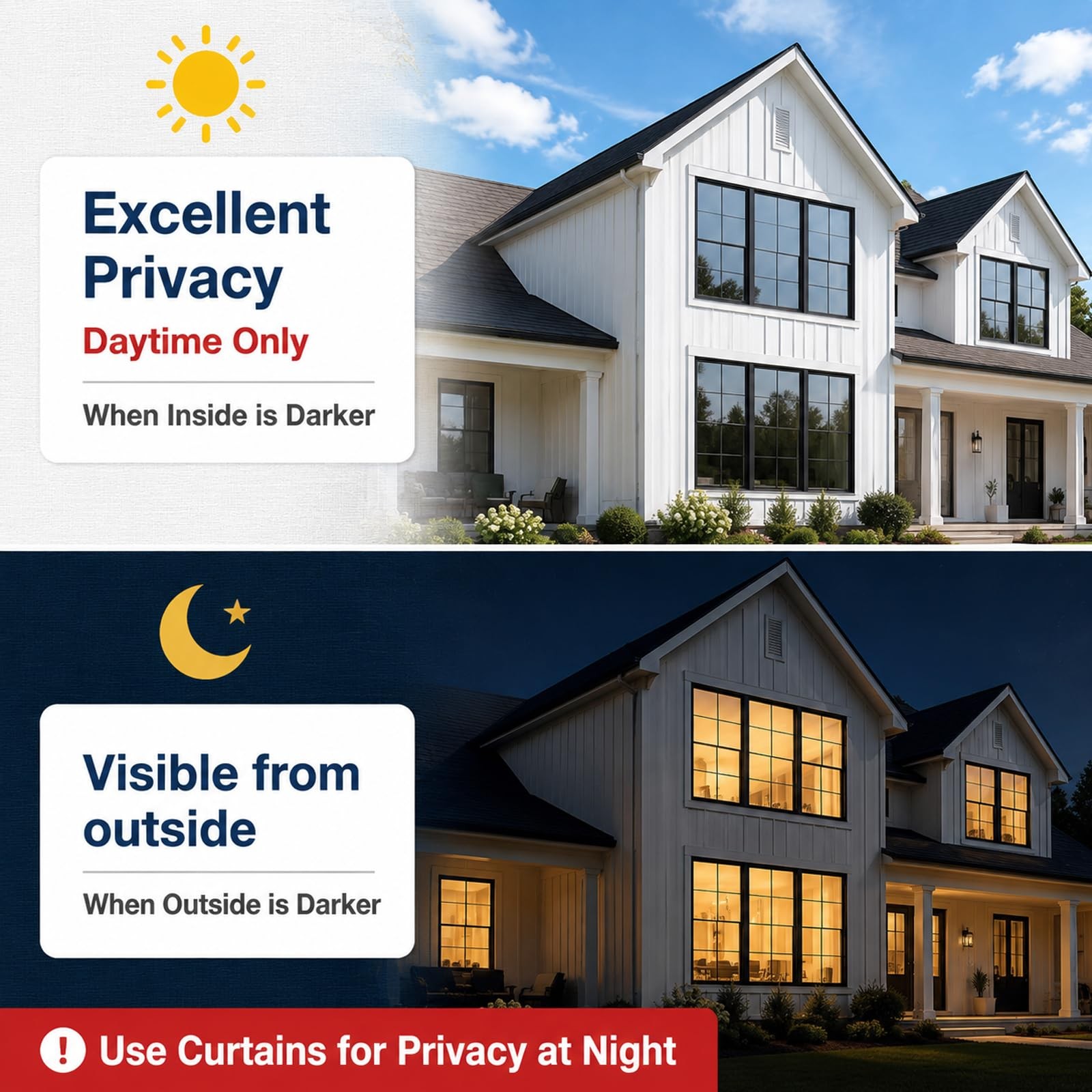 One Way Window Film, Daytime Privacy Mirror Window Tint, Static Cling Reflect…
