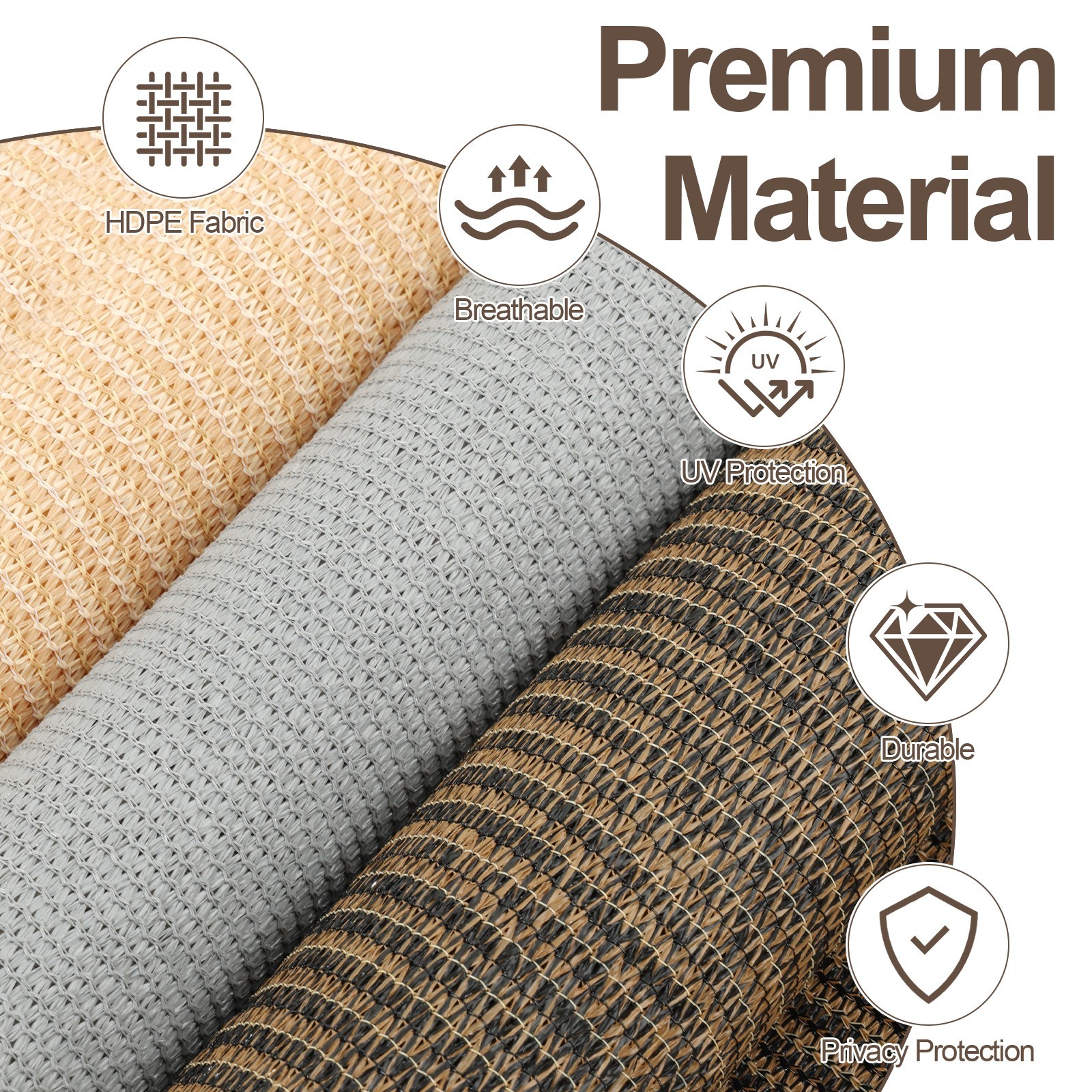 Patio Roller Shade HDPE Fabric Outdoor Cordless Roll Up Shade for Porch Beige