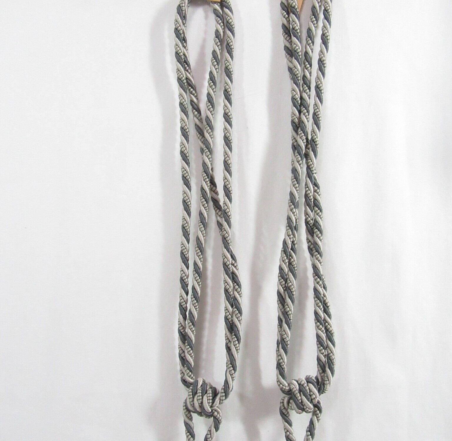 Rhinestone Embellished Silver Gray Large Tassel 4pc Tieback Set