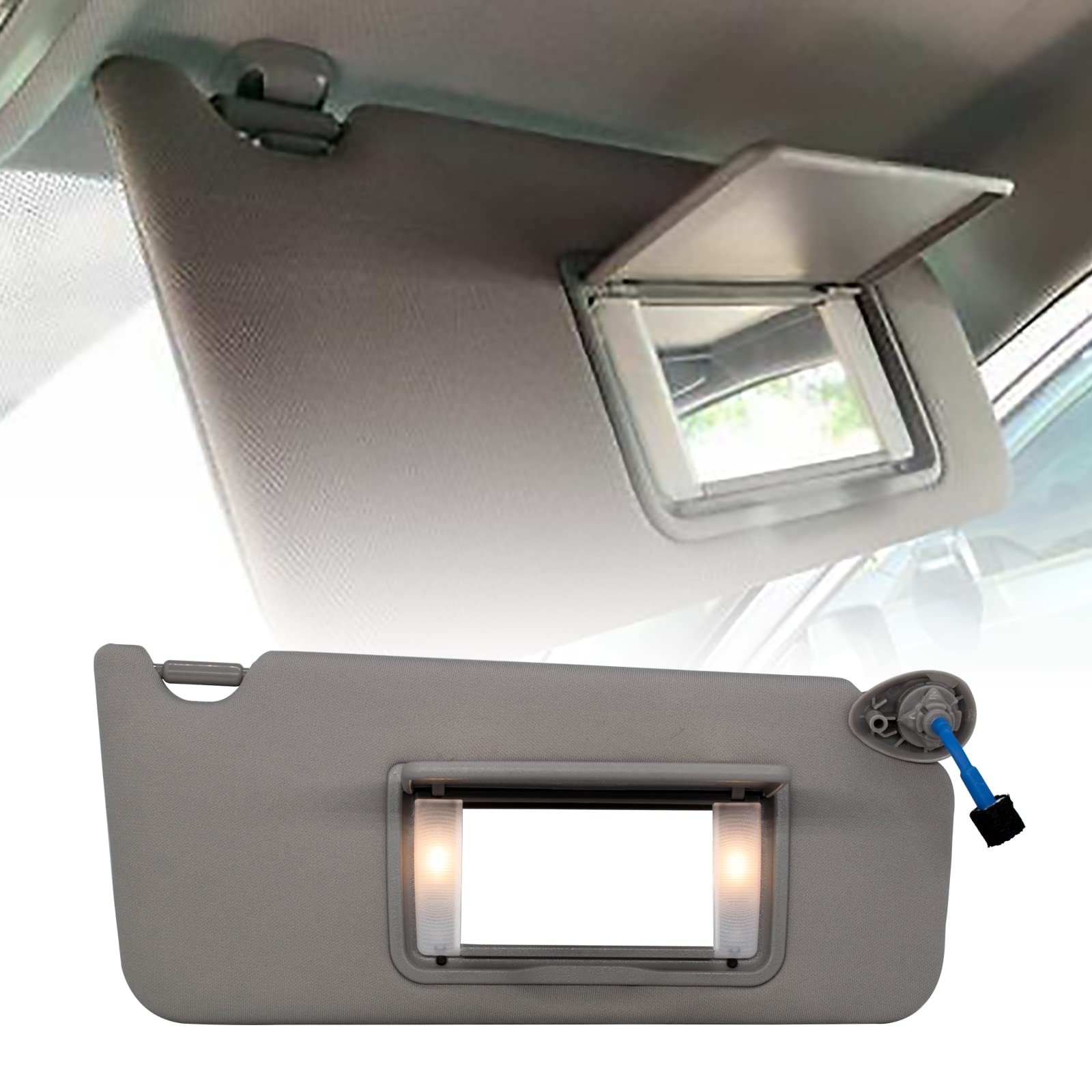 Passenger Right Sun Visor Compatible with Honda Accord 2008-2017 Gray