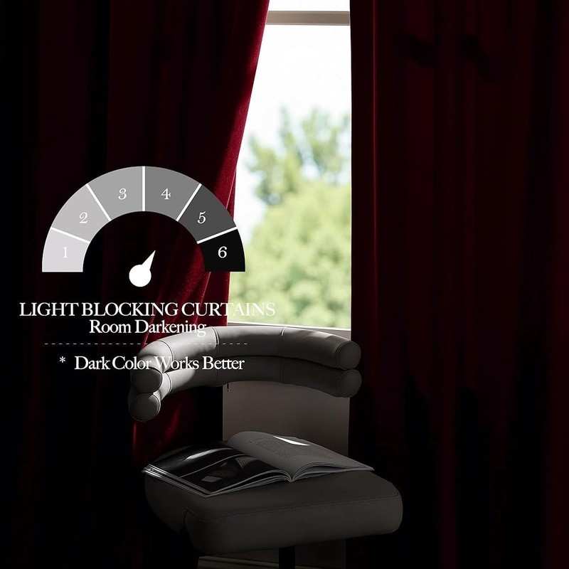 Velvet Blackout Curtains Adjustable Length Sound Dampening Light Blocking Panels