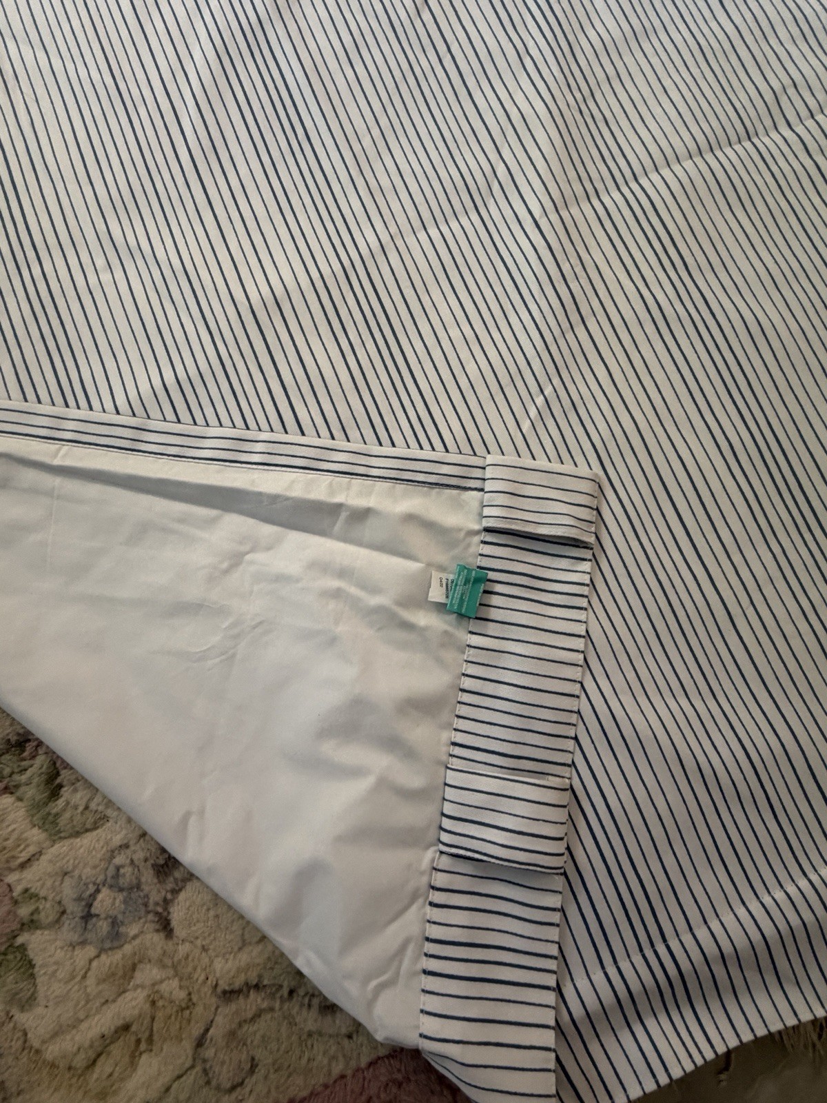 2 Pillowfort Curtain Panels Blue white Stripes Lined Hidden Tab Top 84″X41″