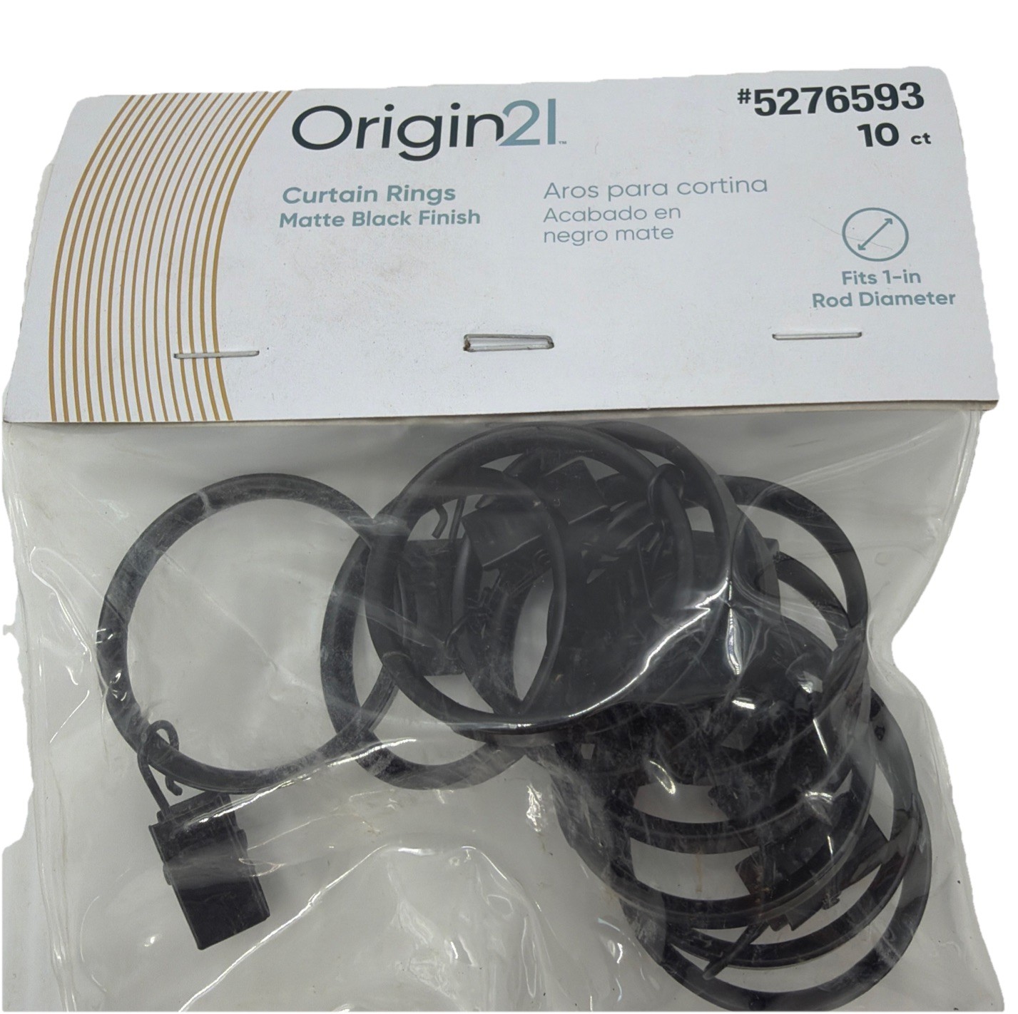 *NEW* Origin 21 Curtain Rings – Matte Black (10 ct){35}